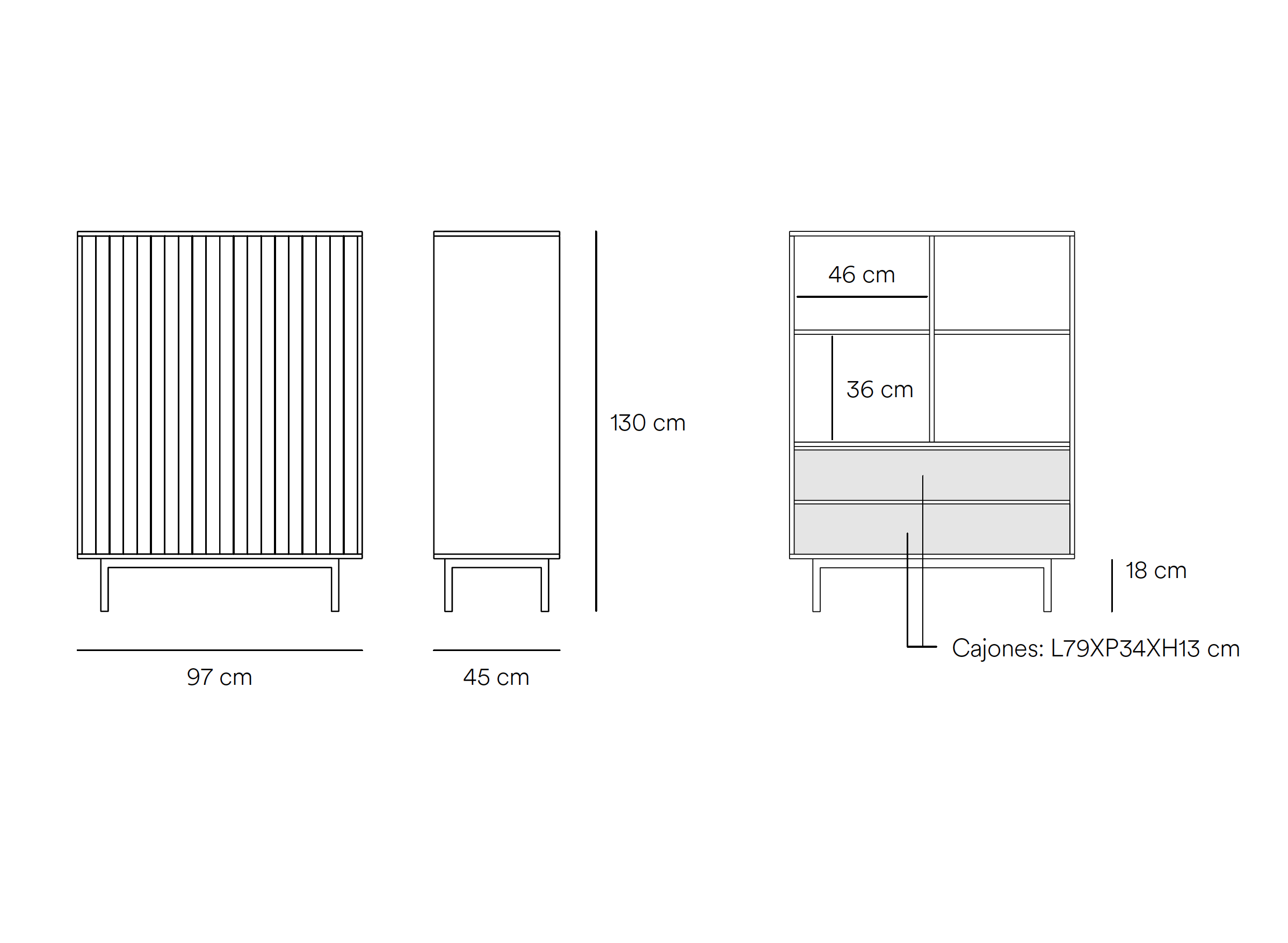 Buffet moderne 2 portes 97x130 cm Sierra de Teulat noir