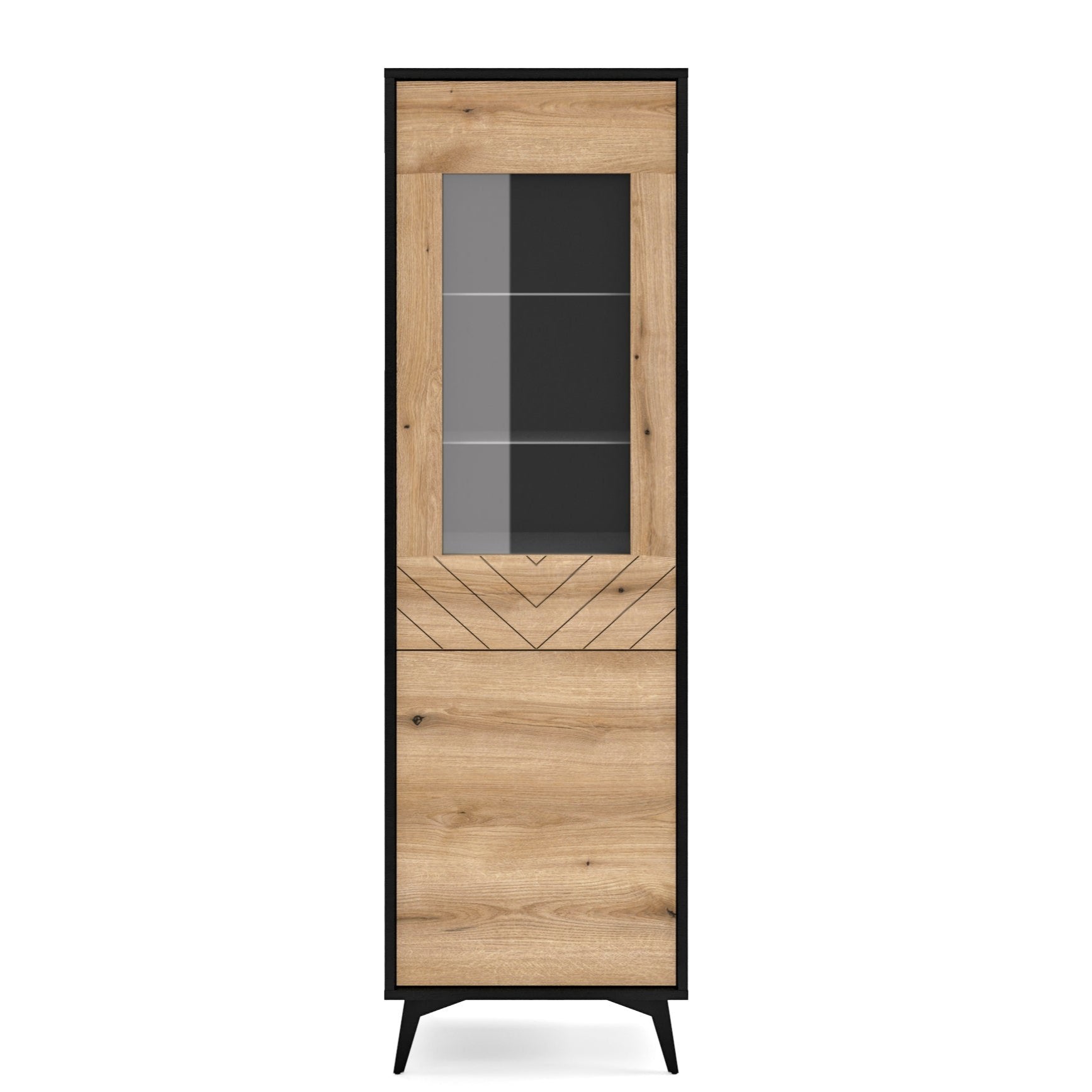 Vitrine 2 portes en verre trempé avec pieds en métal Evoke 54x178 cm