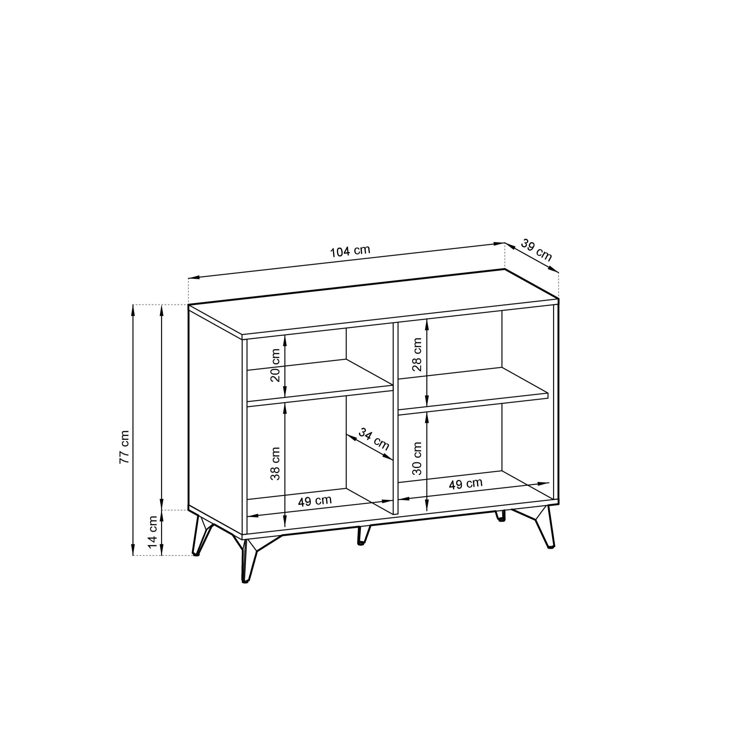 Buffet 2 portes en bois laminé avec pieds en métal Evoke 104x77 cm