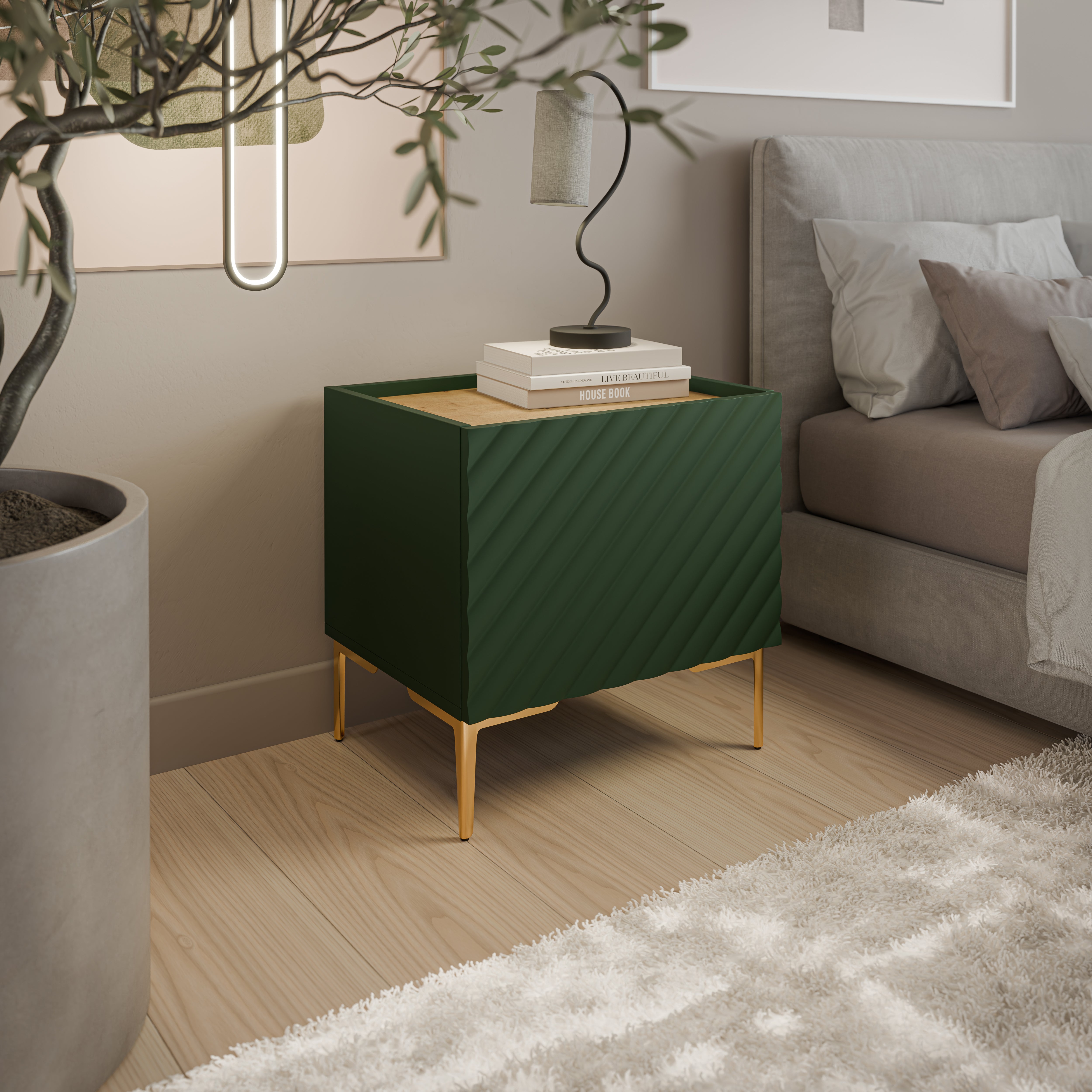 Table de chevet 1 porte avec pied métal Rêve 50x53 cm