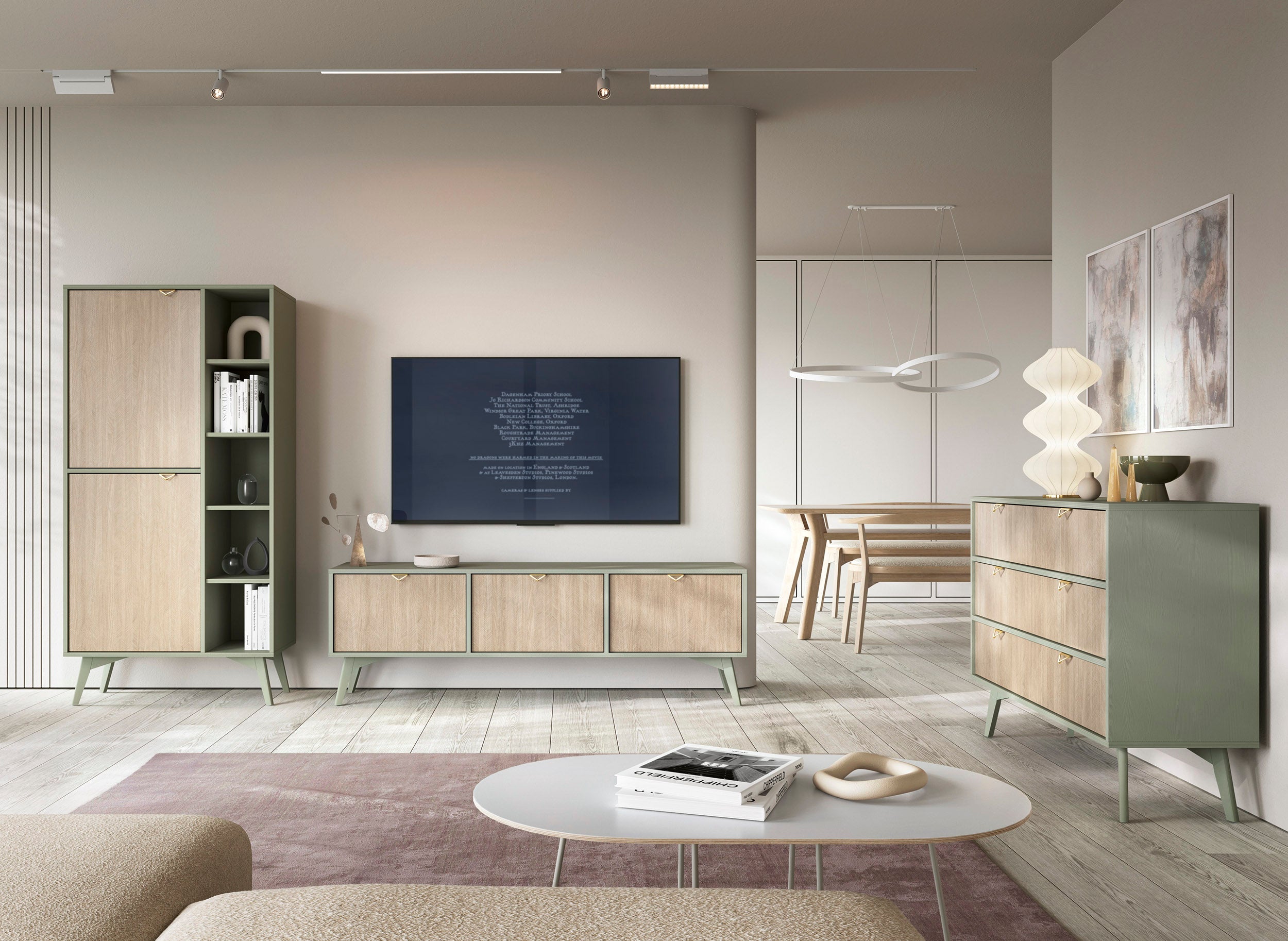 Buffet 2 portes et 3 tiroirs en bois laminé Vanity 158x80 cm