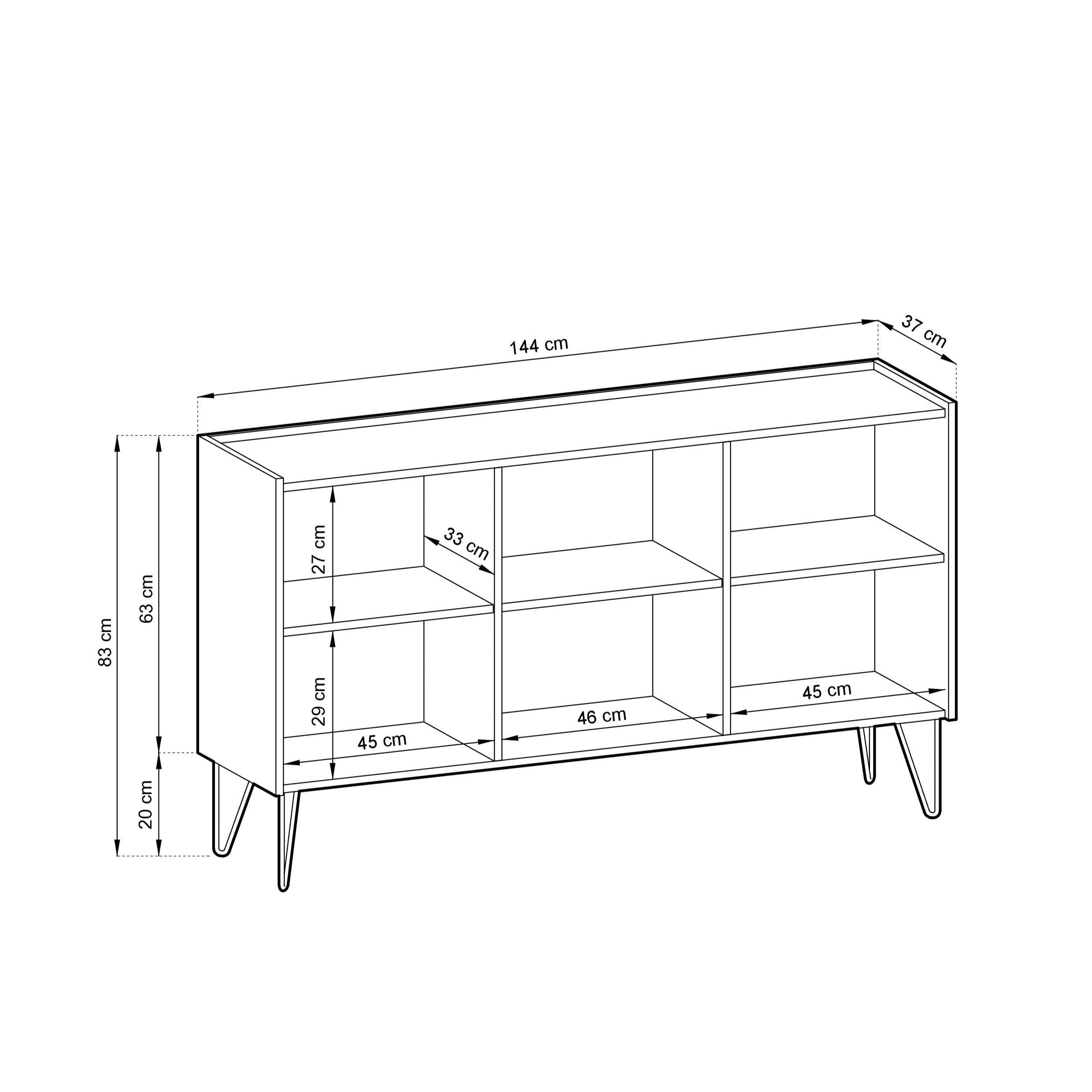 Buffet 3 portes avec plateau effet marbre Margo 144x83 cm