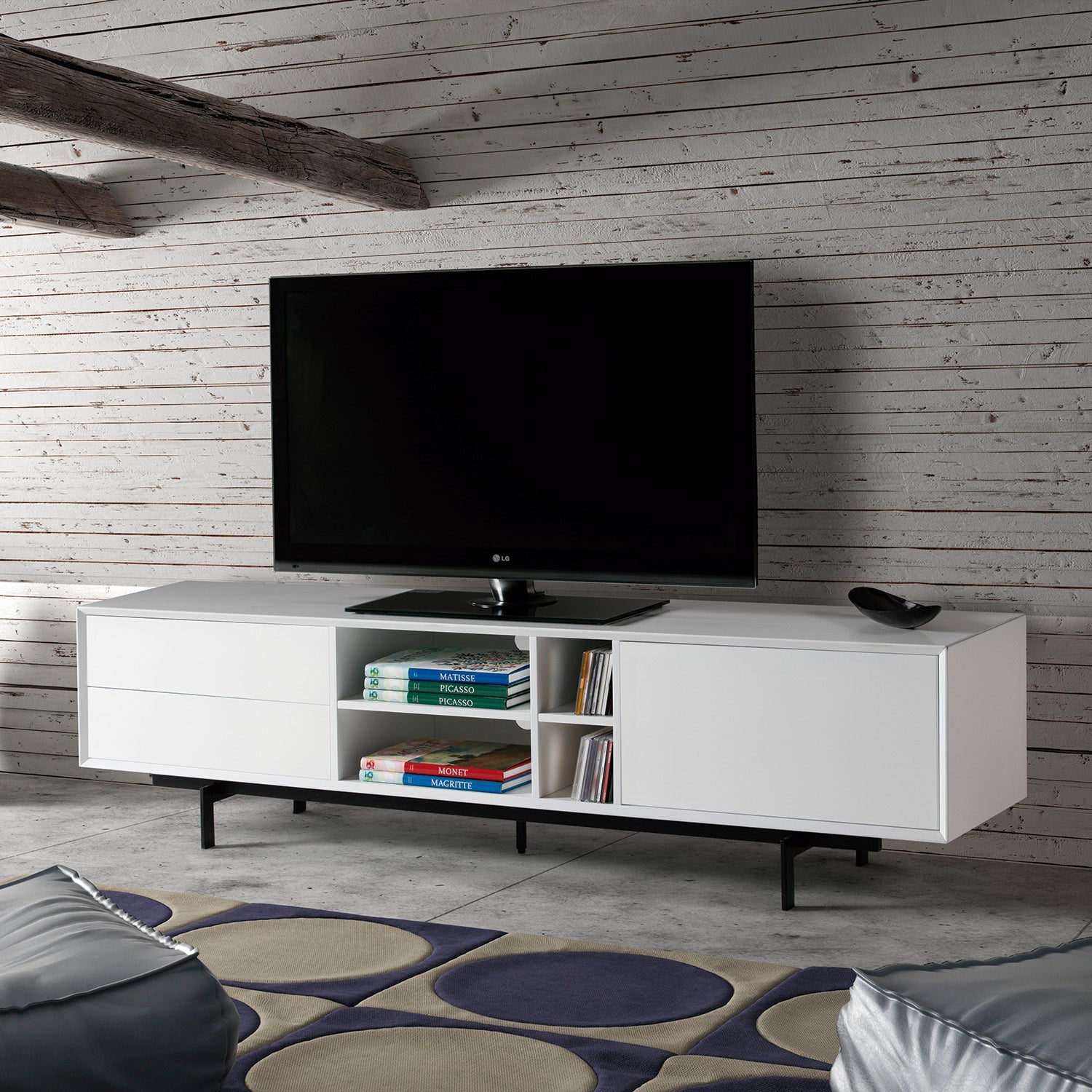 Meuble TV 180 x 40 cm Santerno blanc