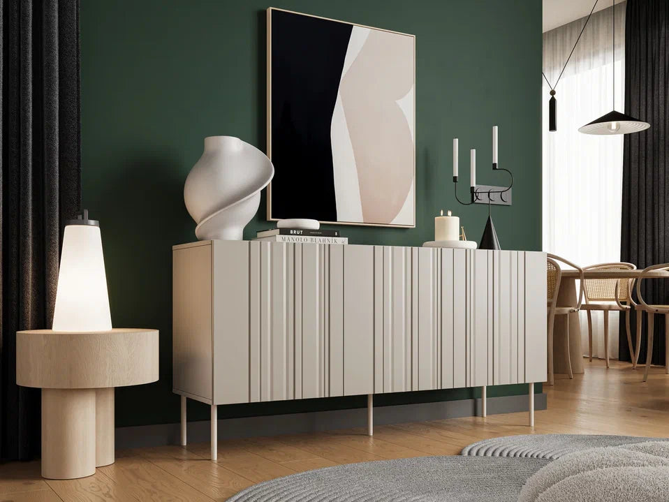 Buffet 3 portes avec pied en métal Lune 150x75 cm