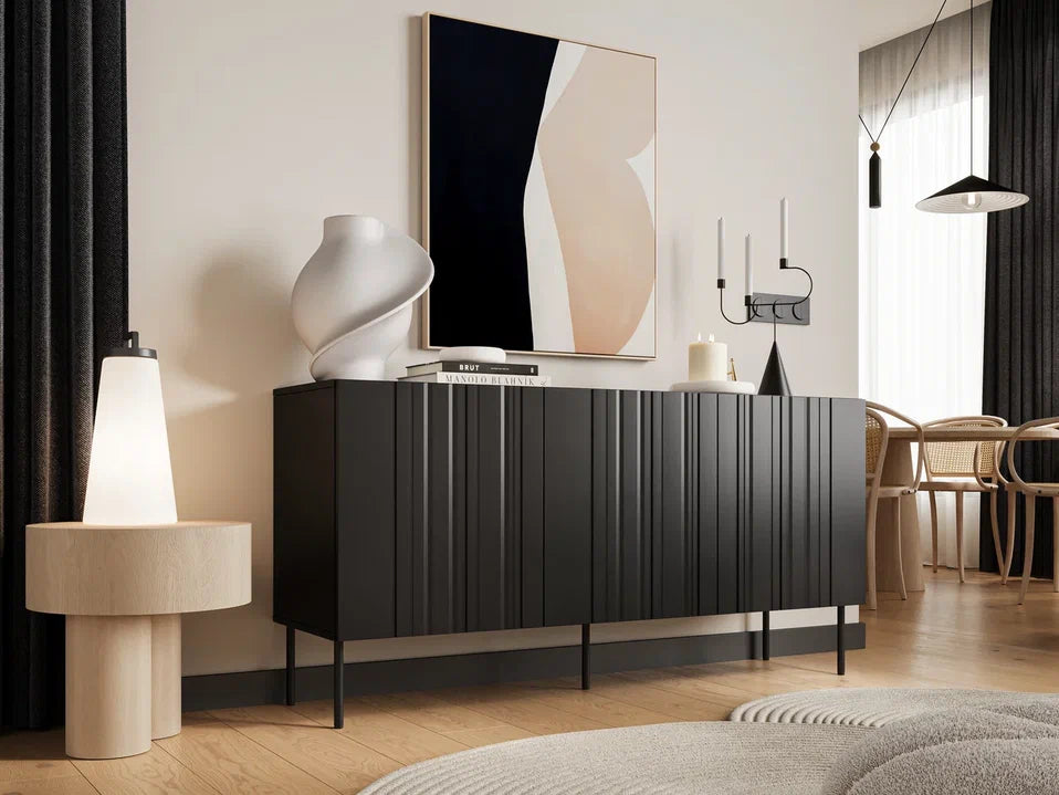 Buffet 3 portes avec pied en métal Lune 150x75 cm