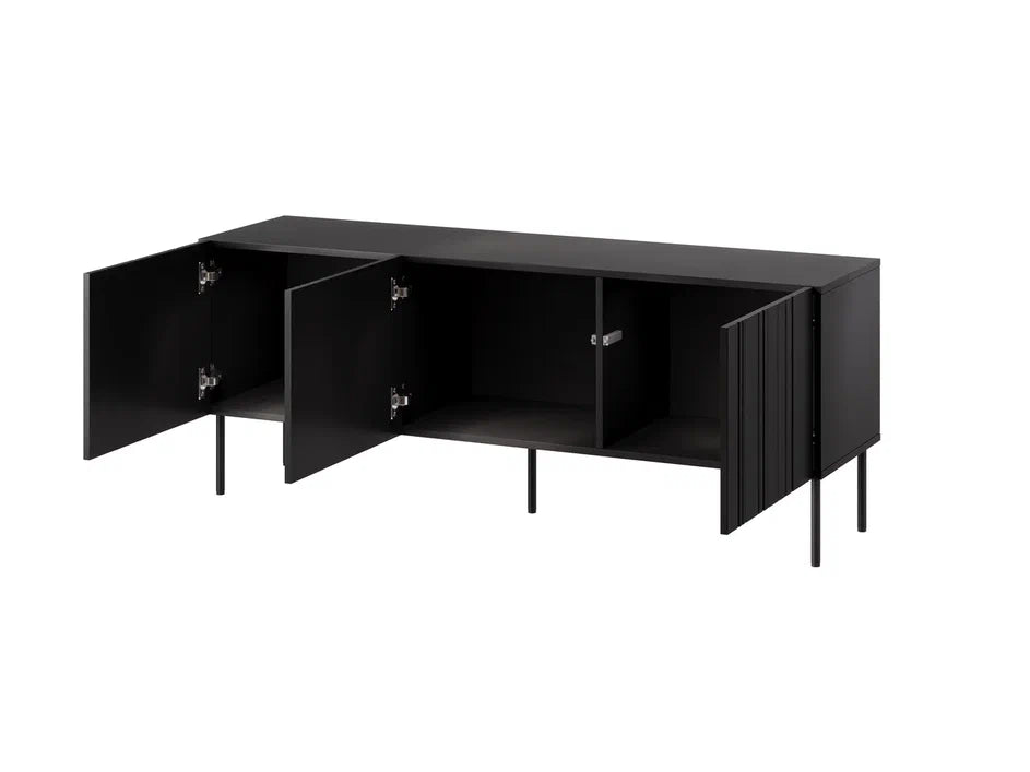 Meuble TV 3 portes avec pied en métal Lune 150x60 cm