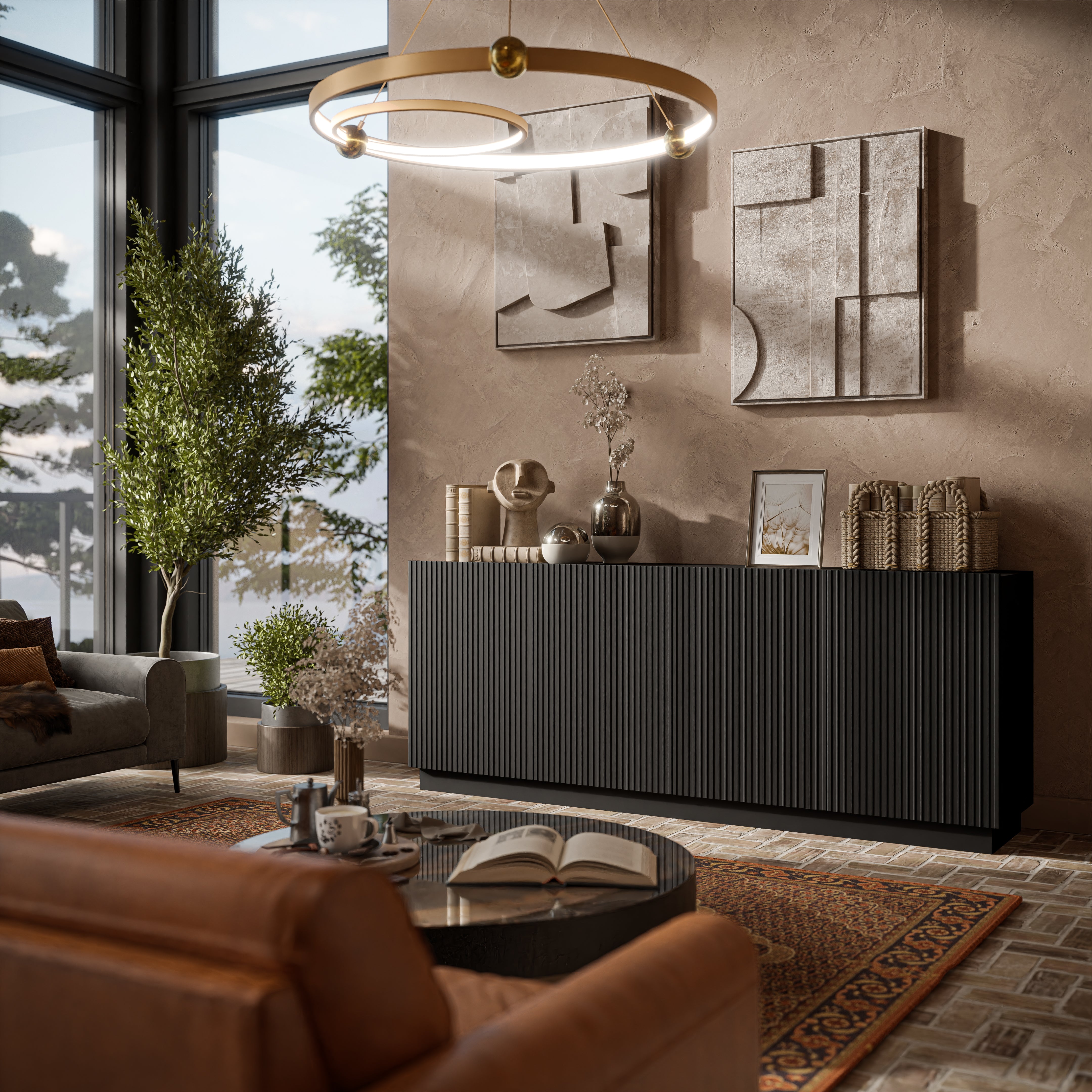 Meuble TV 4 portes Claire 200x48 cm