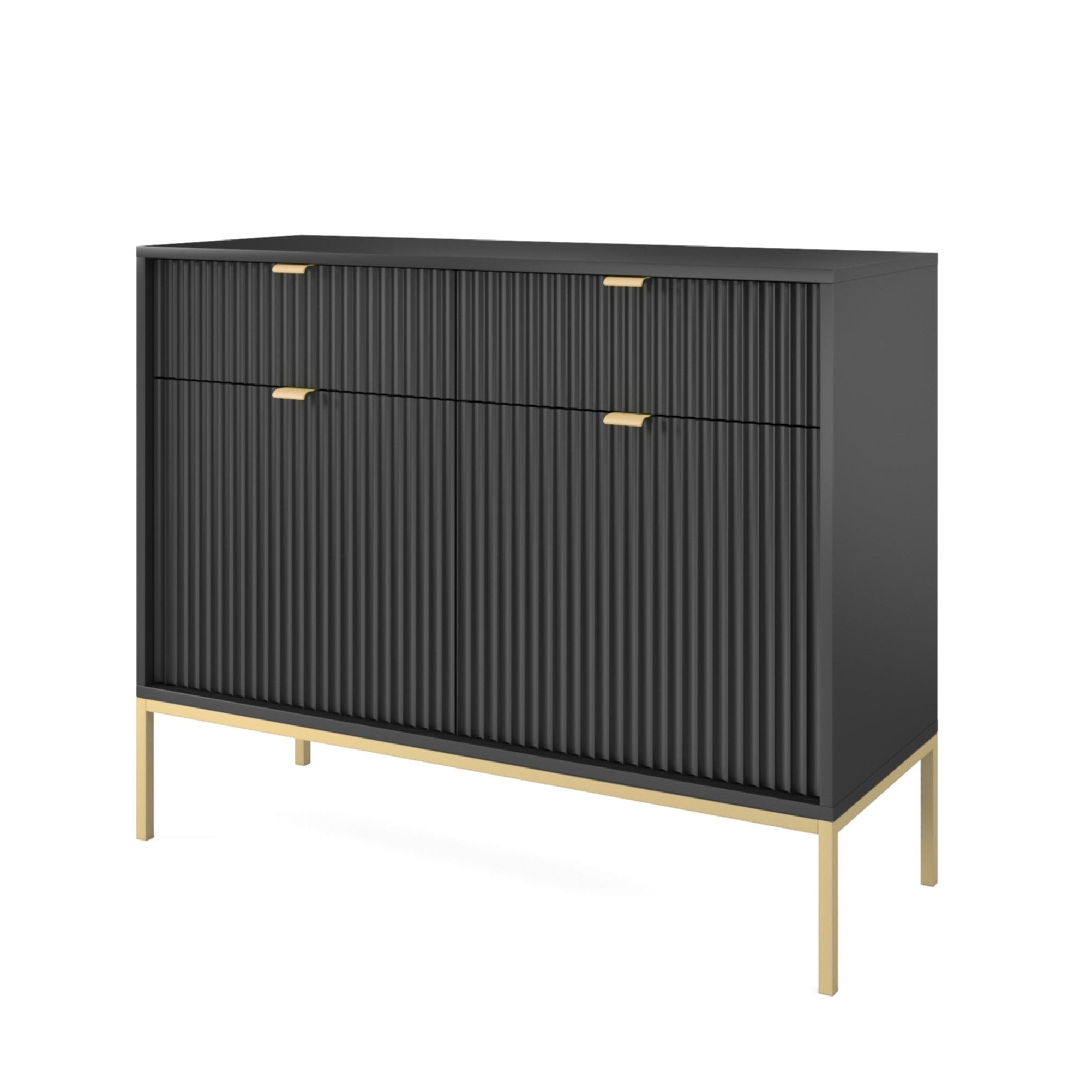 Buffet avec pieds en métal 2 portes et 2 tiroirs en bois laminé Miseno 104x83 cm