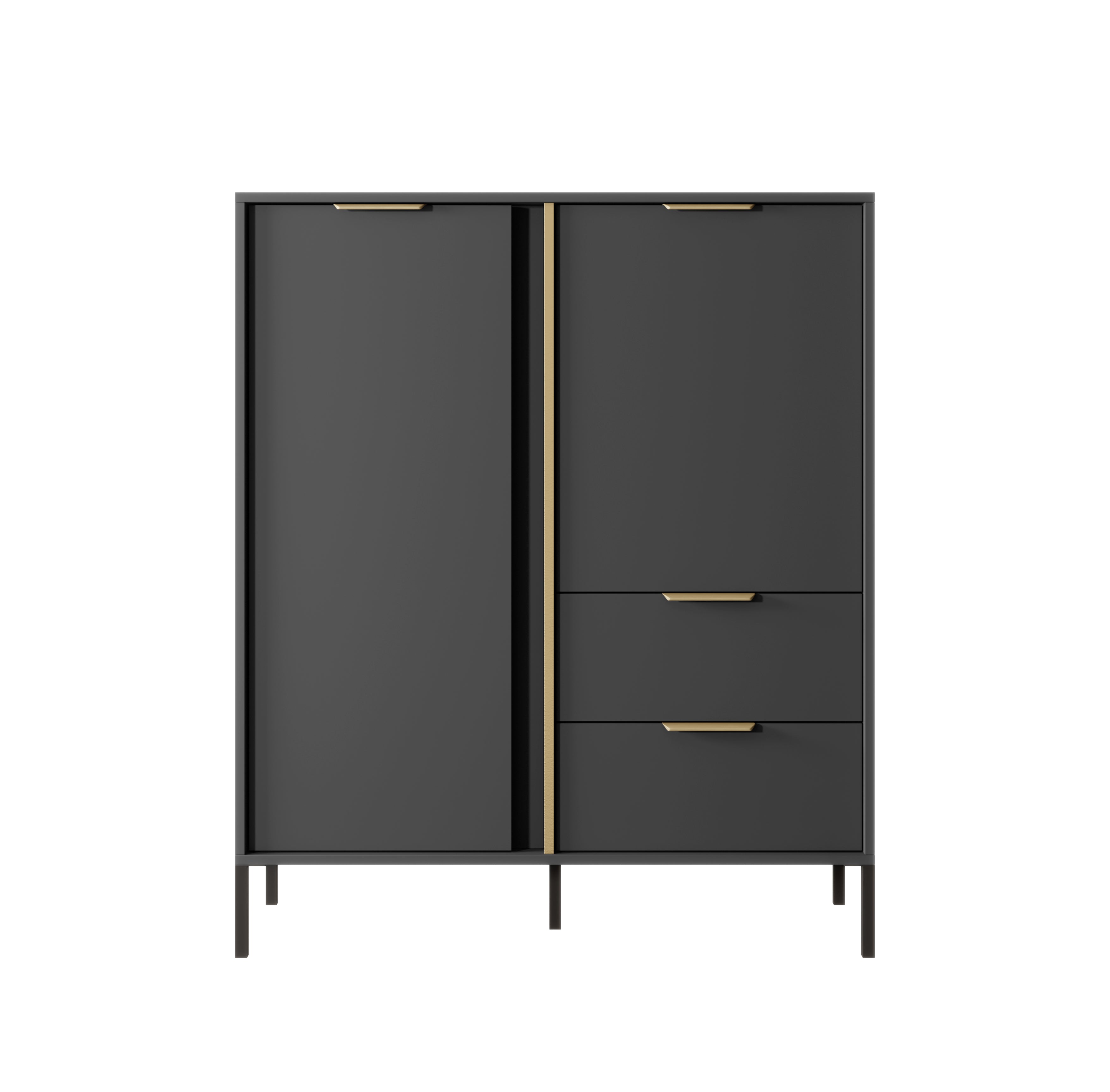 Credenza con 2 ante e 2 cassetti antracite Venere 103x123 cm