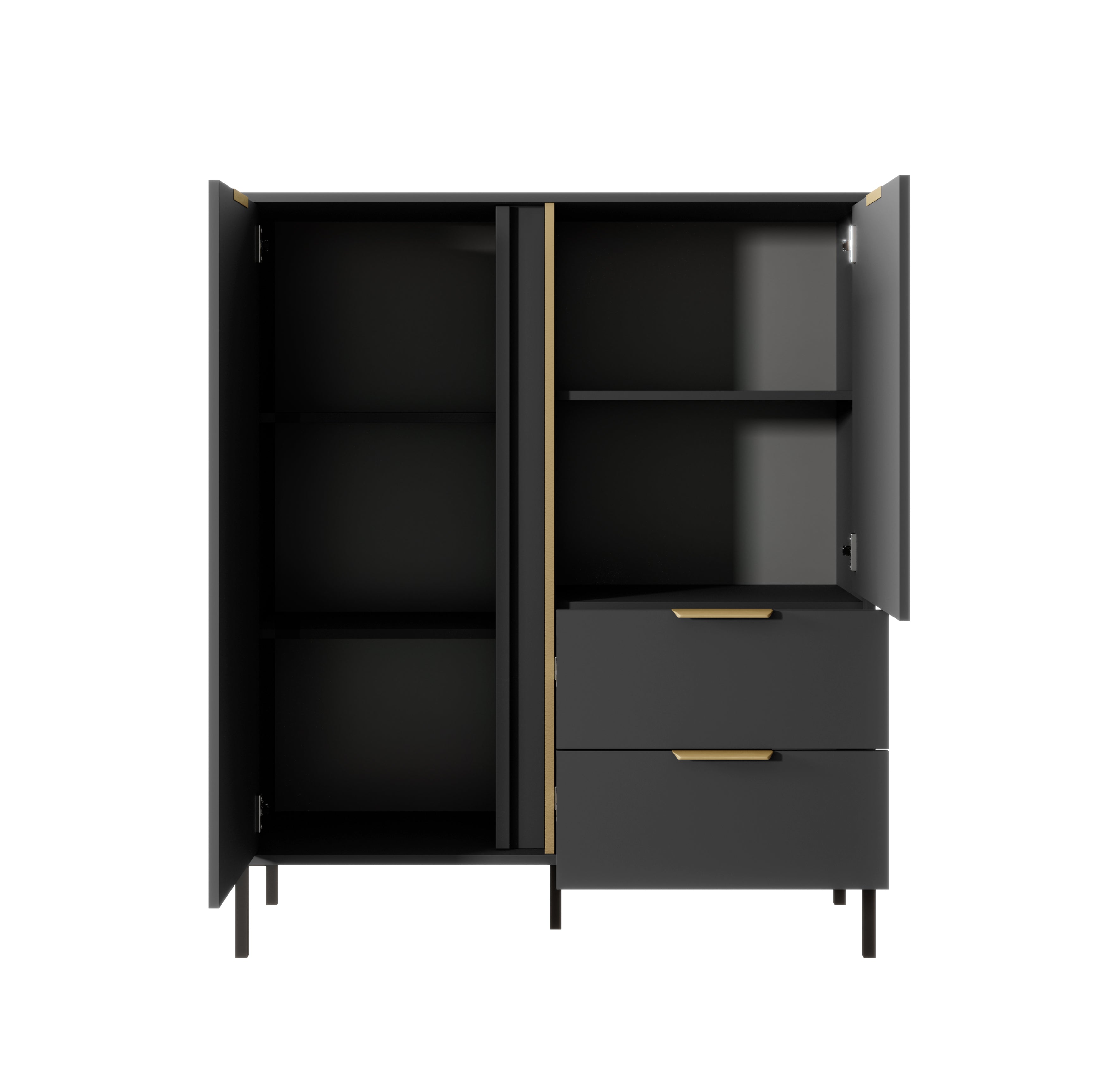 Credenza con 2 ante e 2 cassetti antracite Venere 103x123 cm