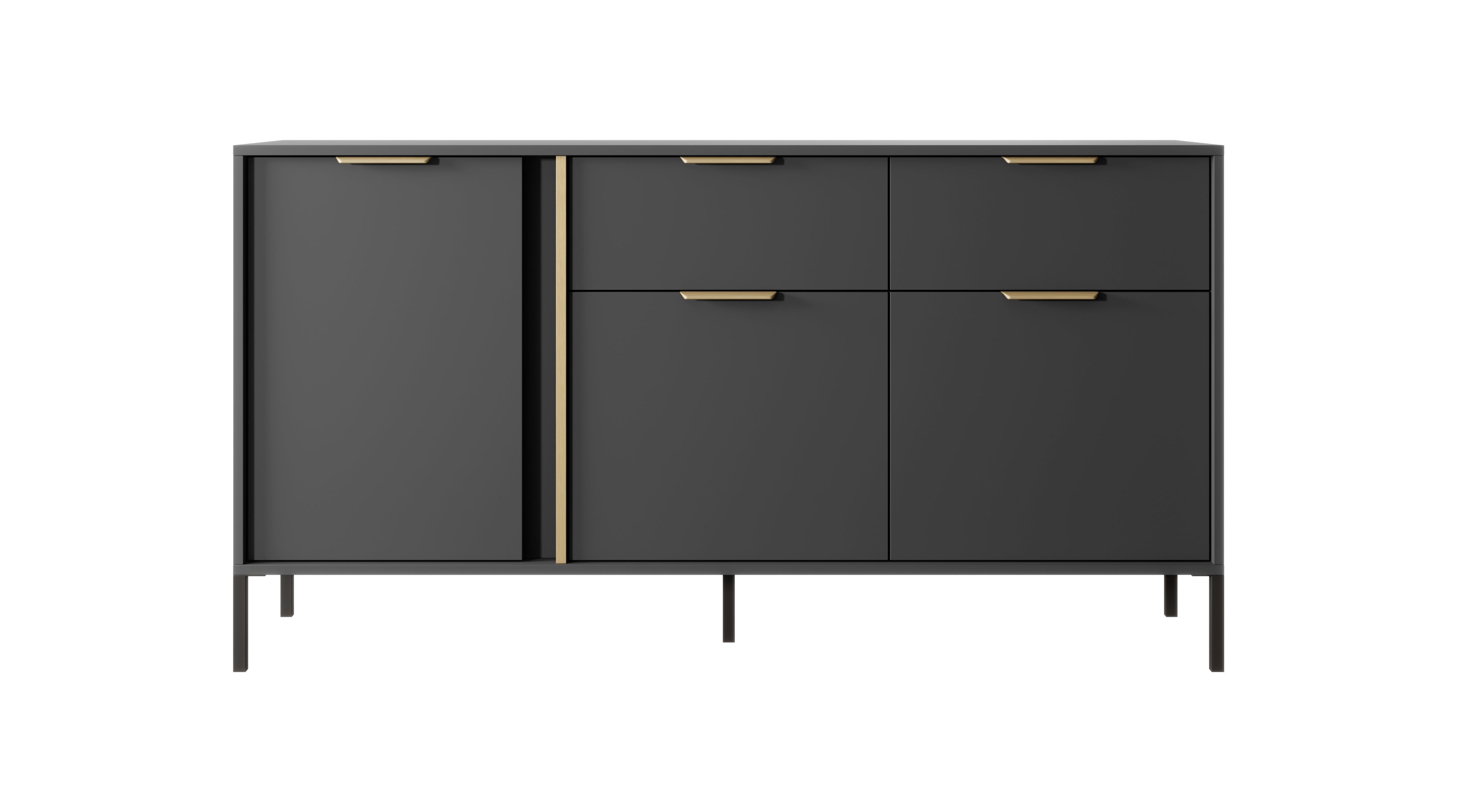 Madia con 3 ante e 2 cassetti antracite Venere 153x81 cm