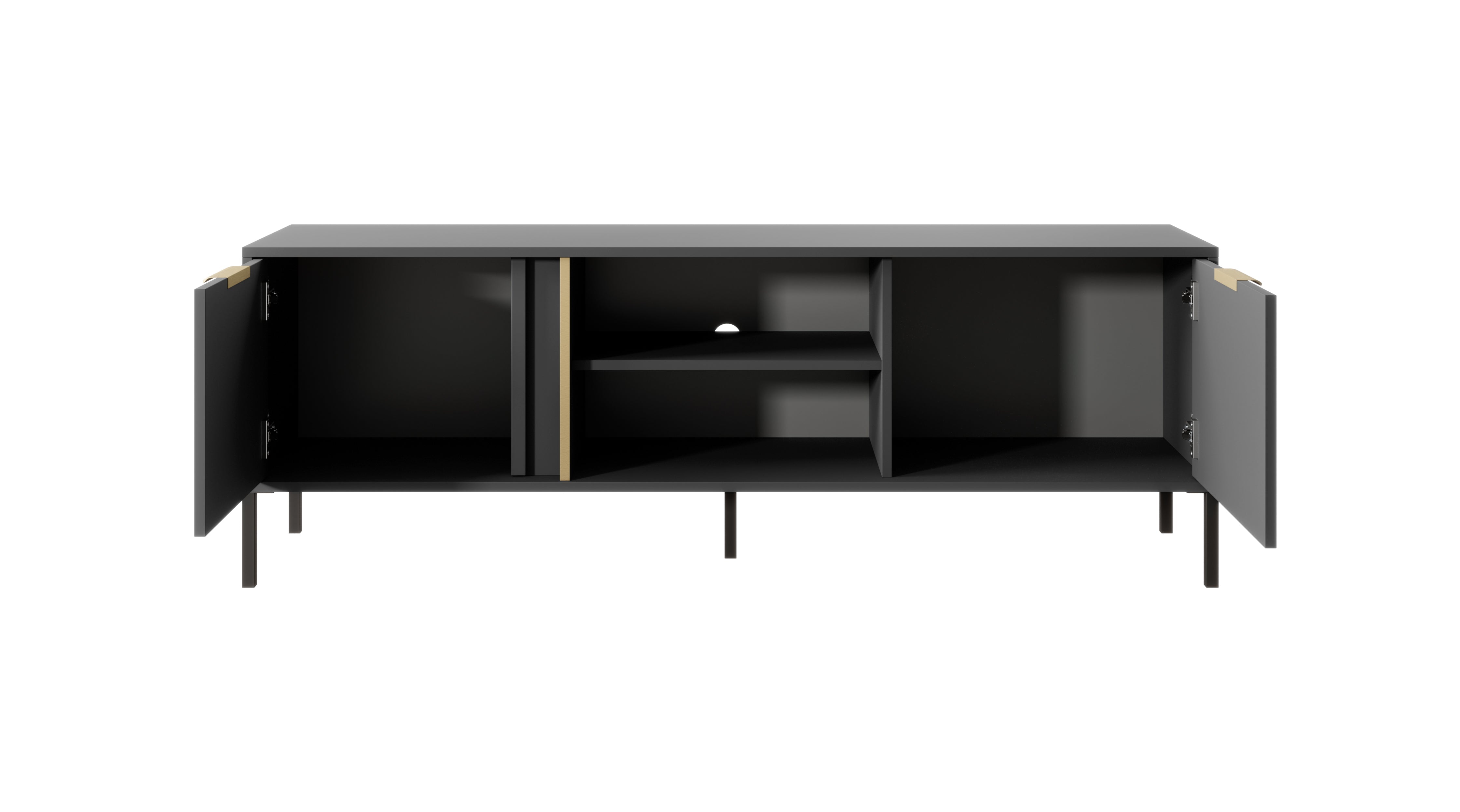 Mobile TV con 2 ante e 2 ripiani antracite Venere 153x53 cm