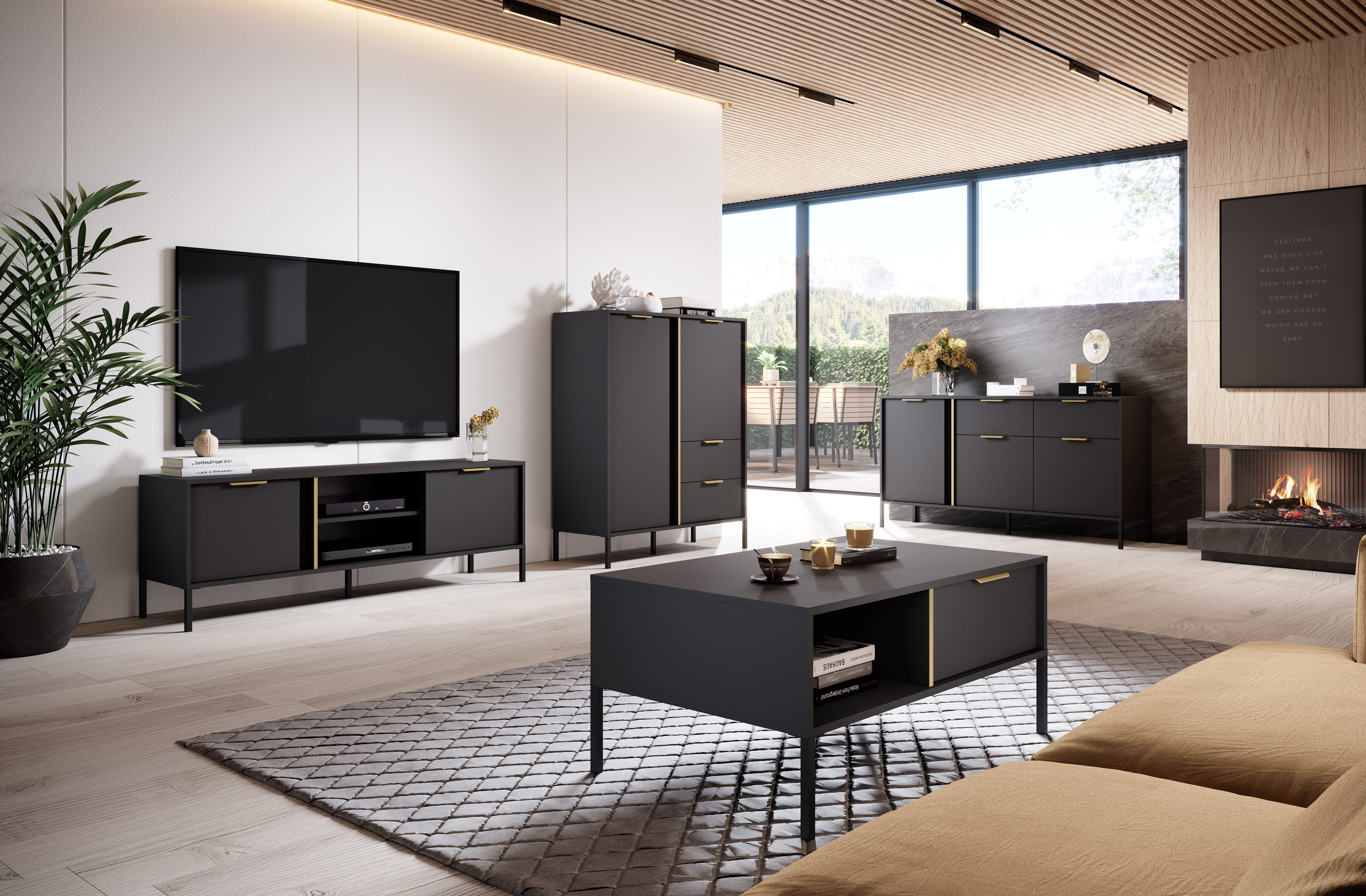 Credenza con 2 ante e 1 cassetto antracite Venere 103x81 cm