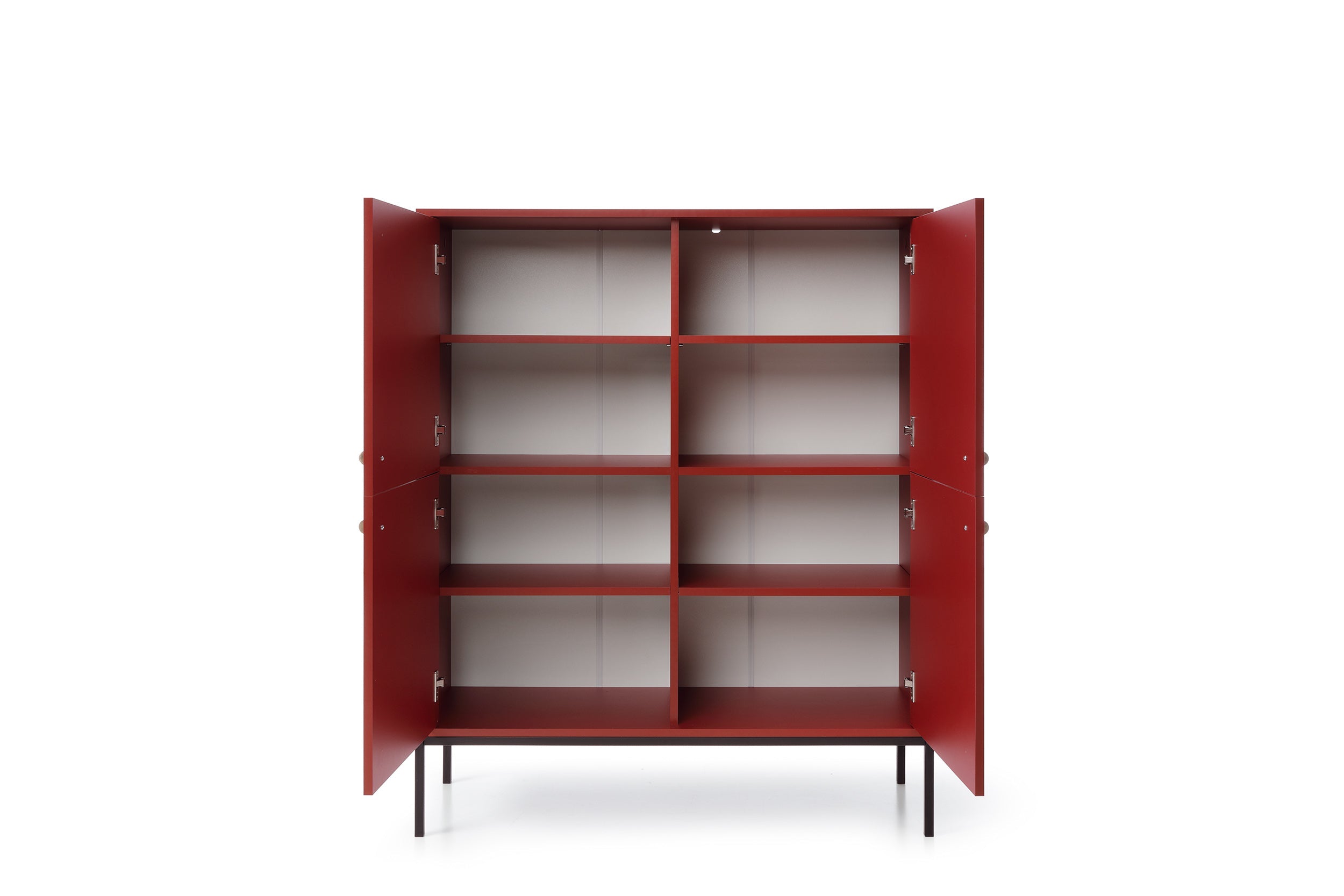 Buffet 4 portes et pieds en bois stratifié 104x125 cm Canterno bordeaux