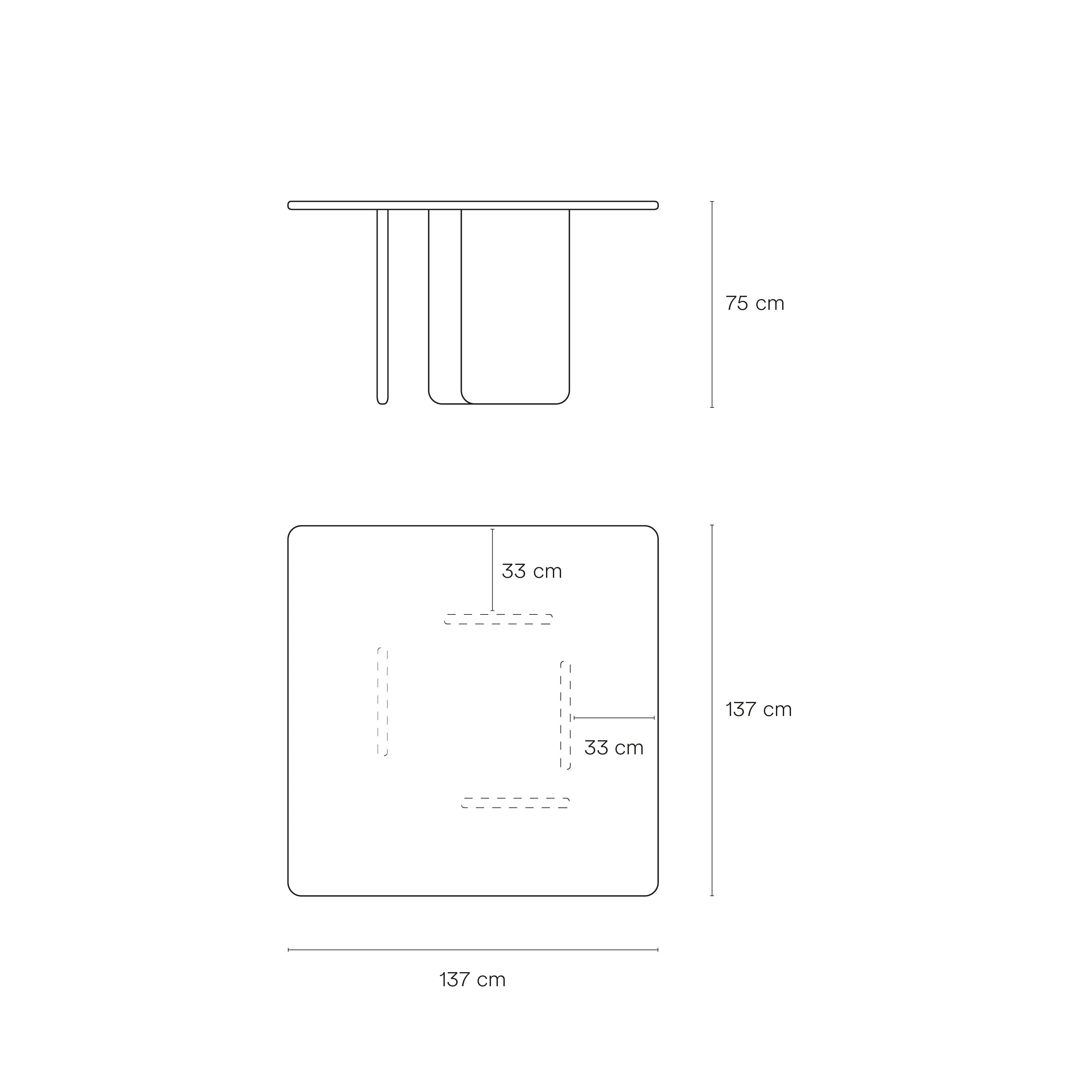 Table à manger 4 places 137x137 cm Arq de Teulat en frêne naturel