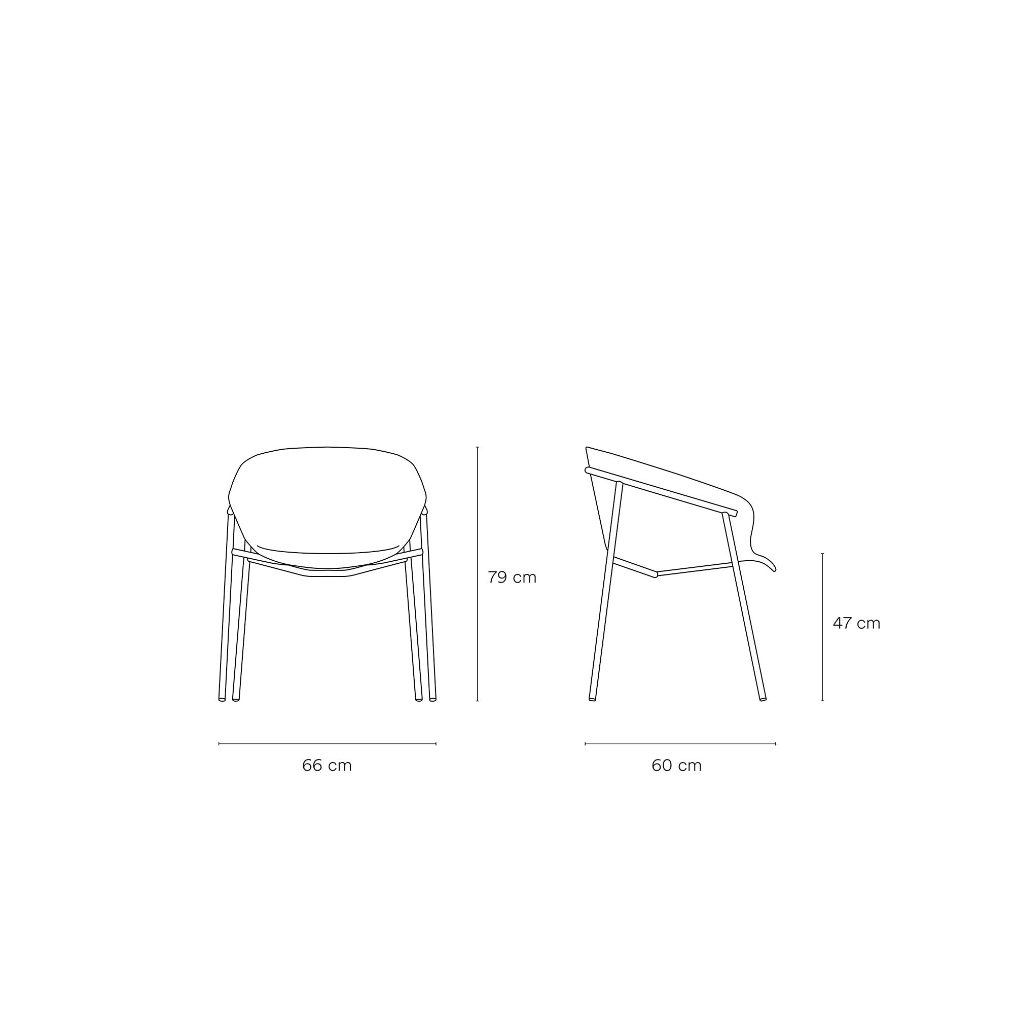 Lot de 2 chaises 66x79 h47 cm Hug bleues en polyester