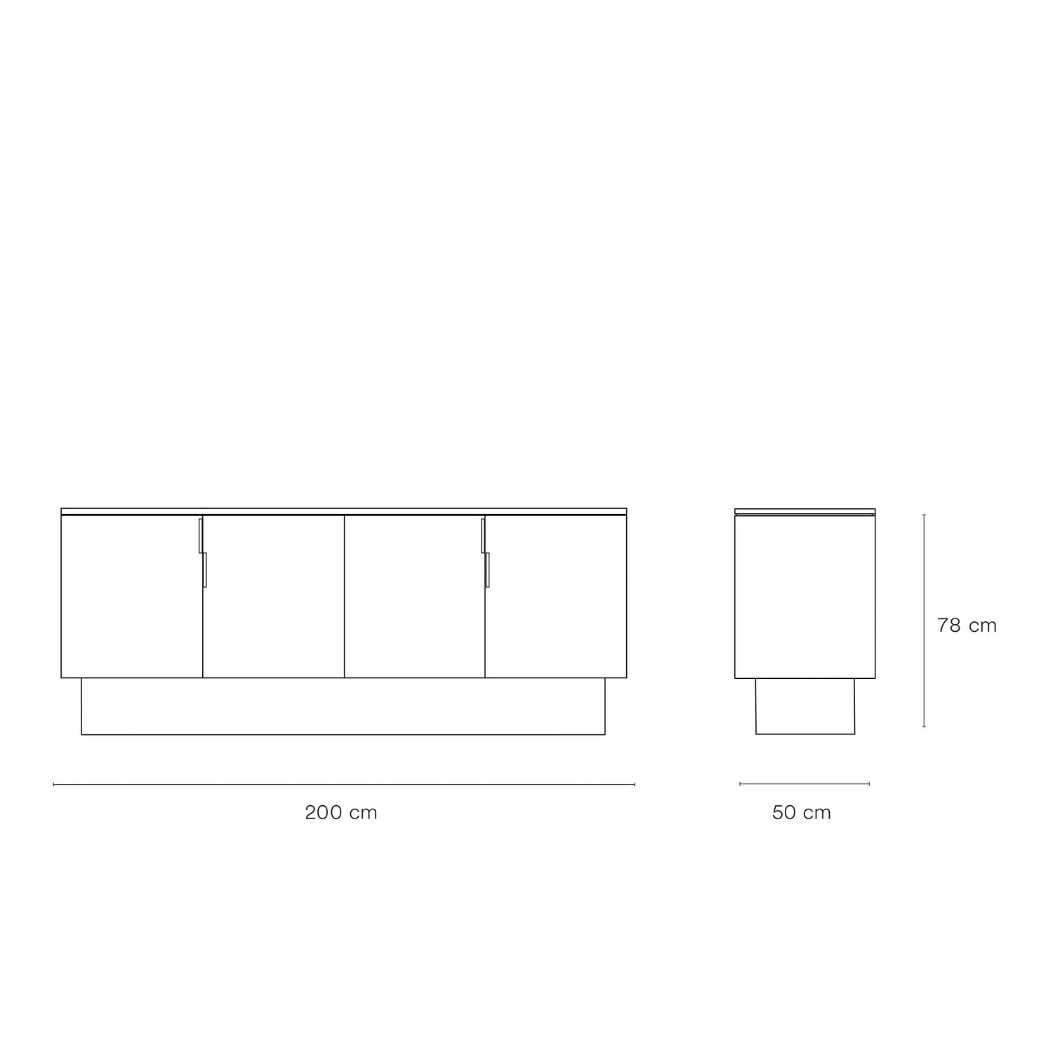 Buffet 4 portes 3 tiroirs 200x50 cm Totem laqué gris anthracite