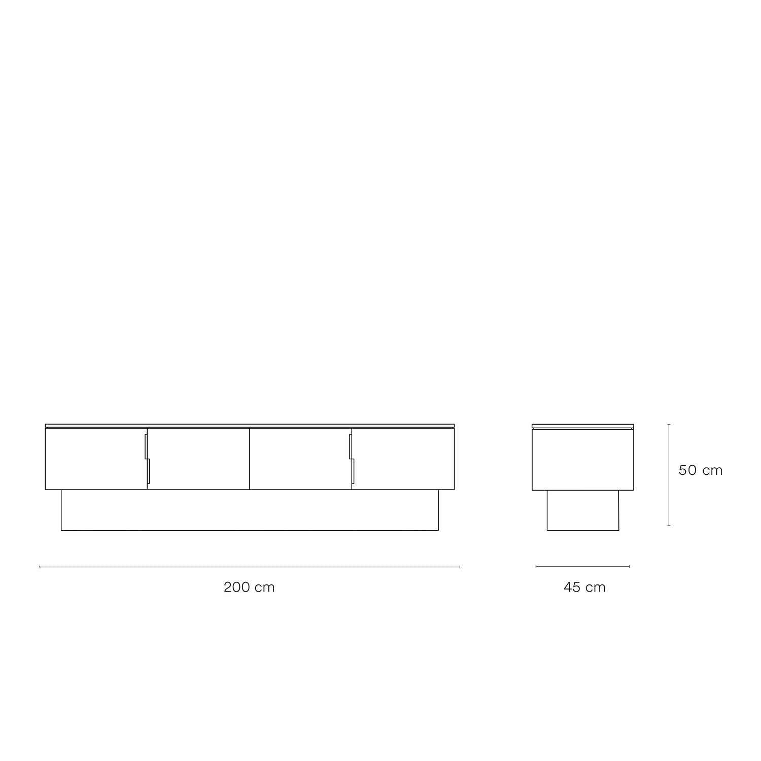 Meuble TV 4 portes 200x45 cm Totem laqué sable