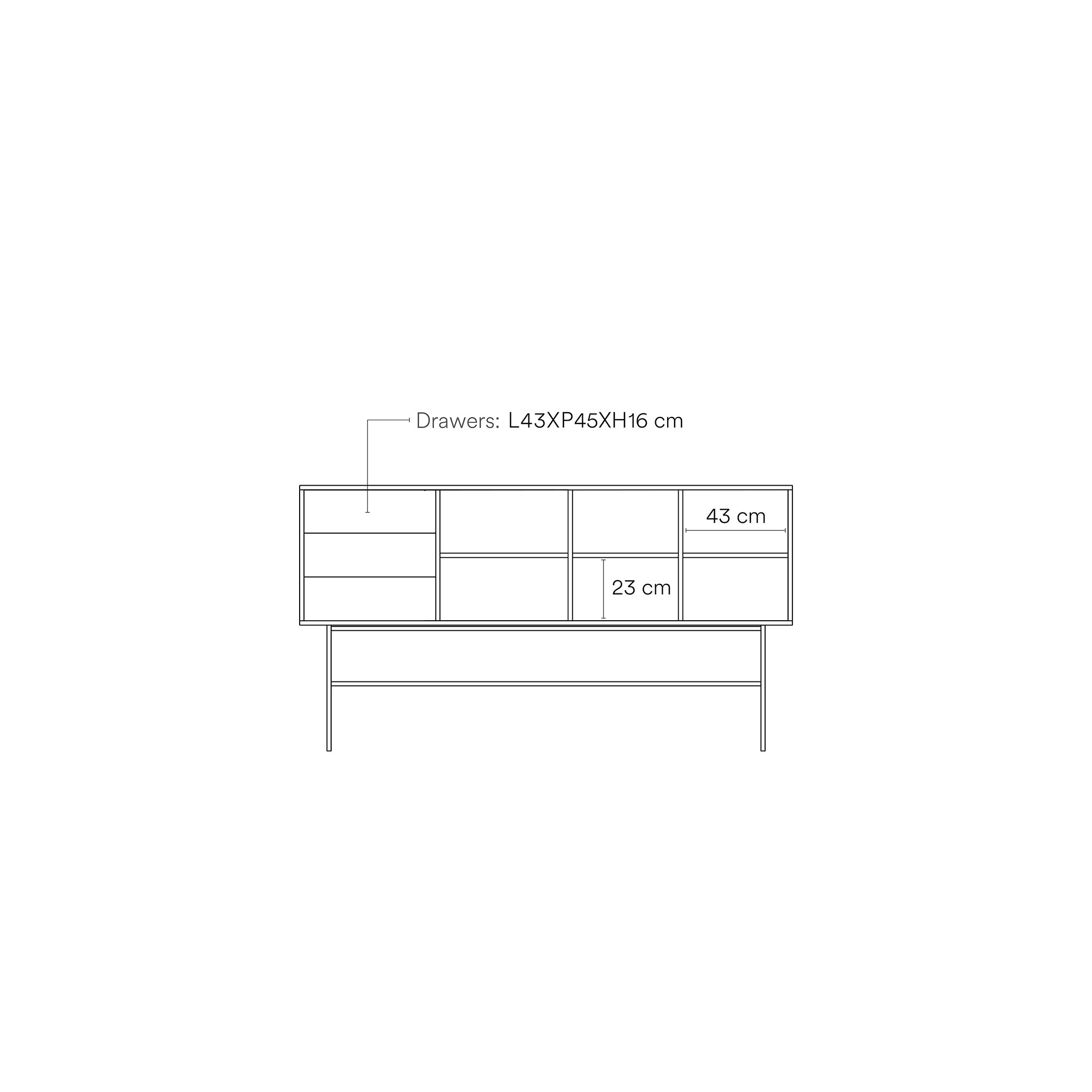 Buffet 3 tiroirs et porte coulissante laquée sable et terre cuite avec pied en fer Nube di Teulat 180x45cm
