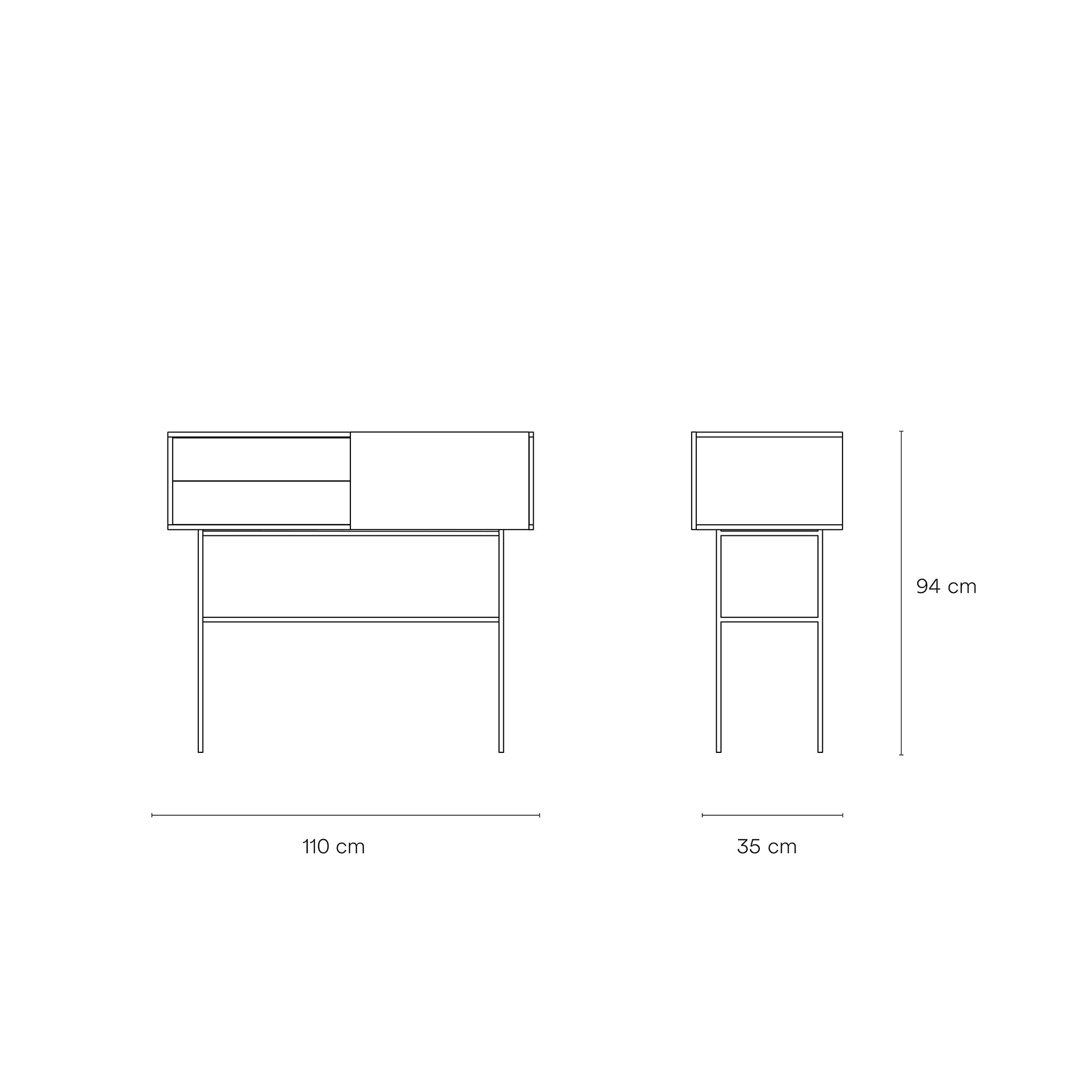 Console 2 tiroirs et porte coulissante laquée crème et sable Nube par Teulat 110x90 cm