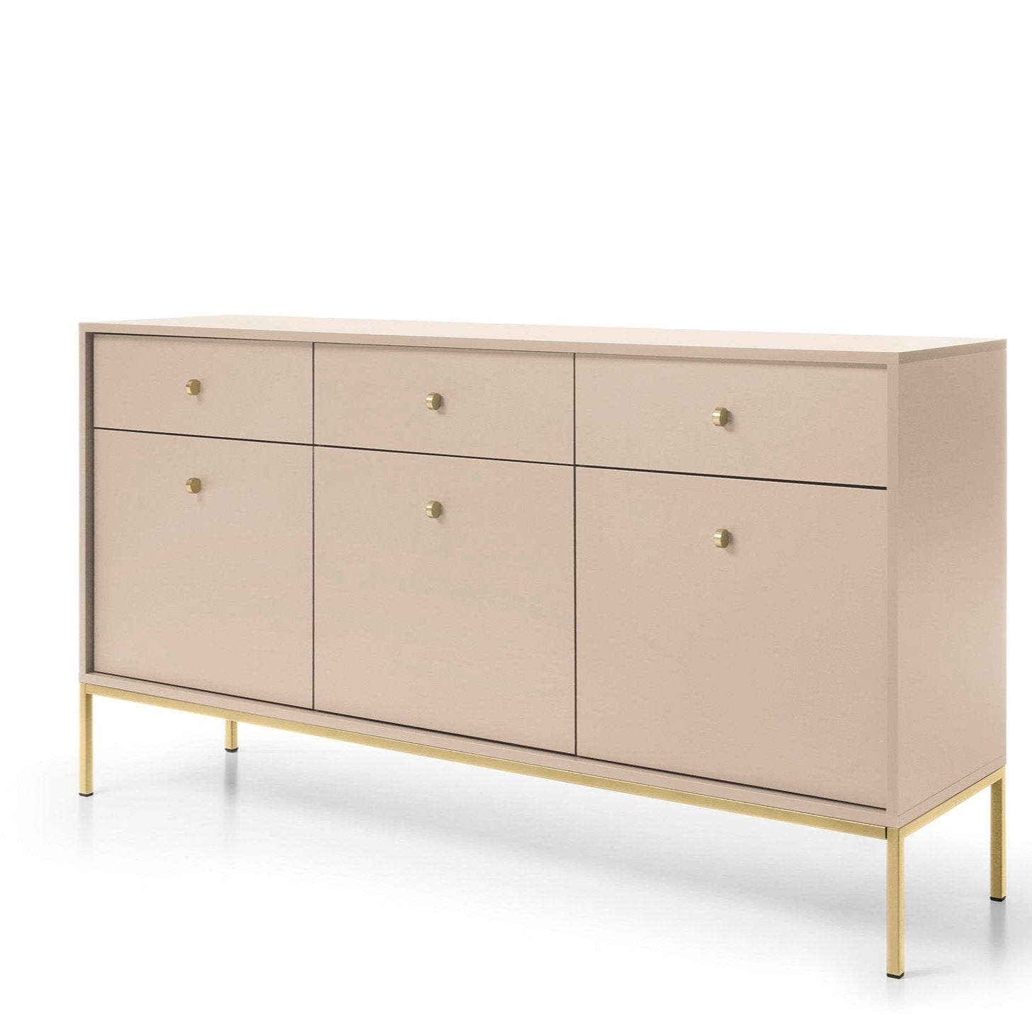 Buffet 3 portes et 3 tiroirs avec pieds en métal en bois laminé Canterno 154x83 cm