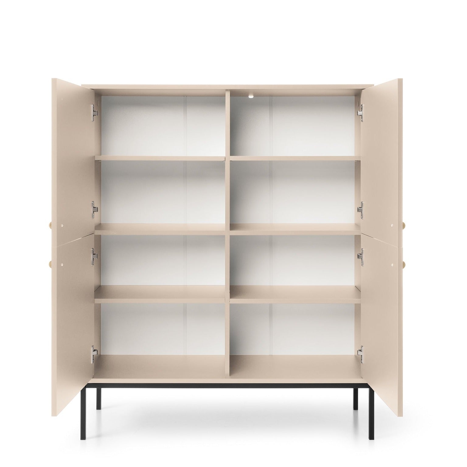 Buffet beige 4 portes et pieds en bois laminé Canterno 104x125 cm