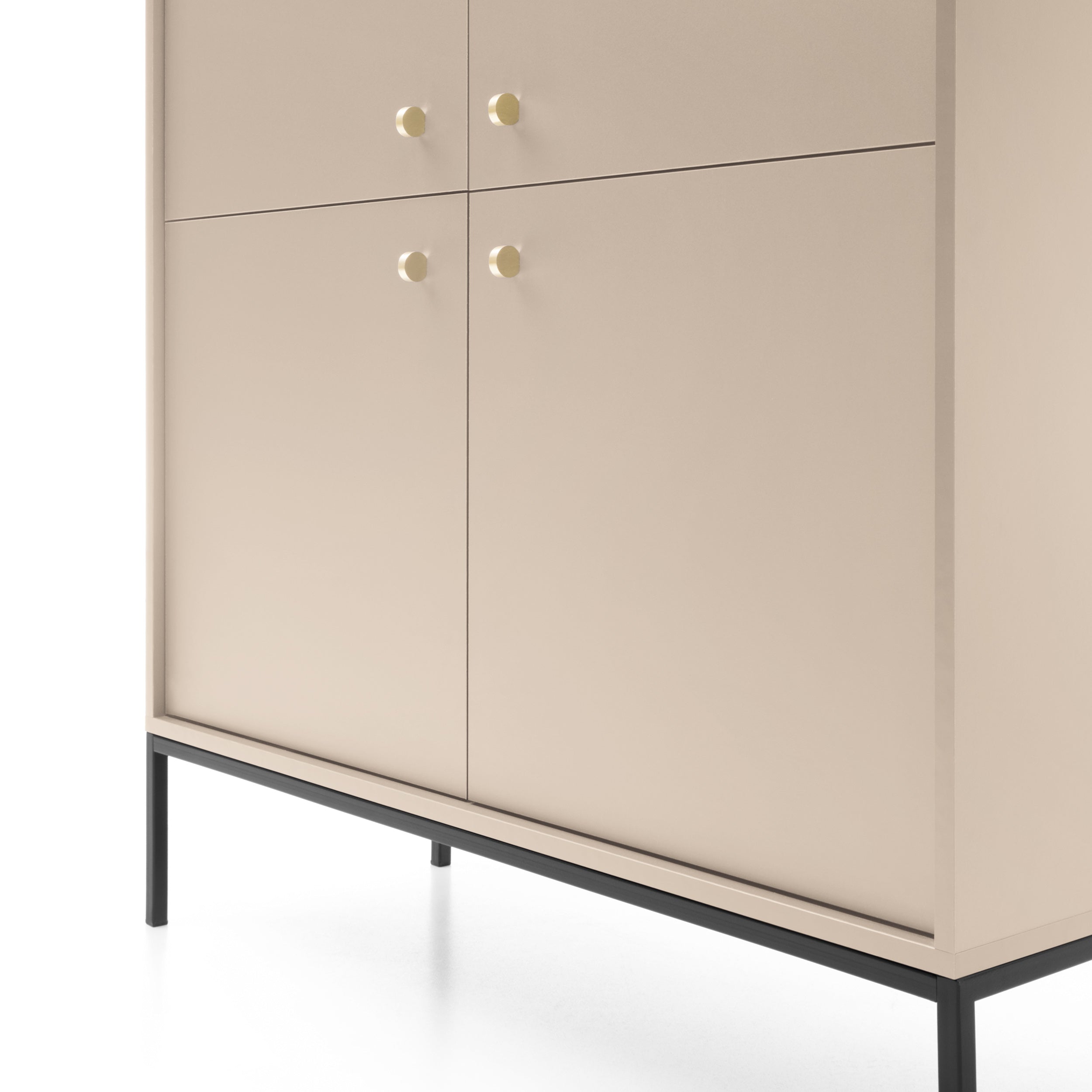Buffet beige 4 portes et pieds en bois laminé Canterno 104x125 cm