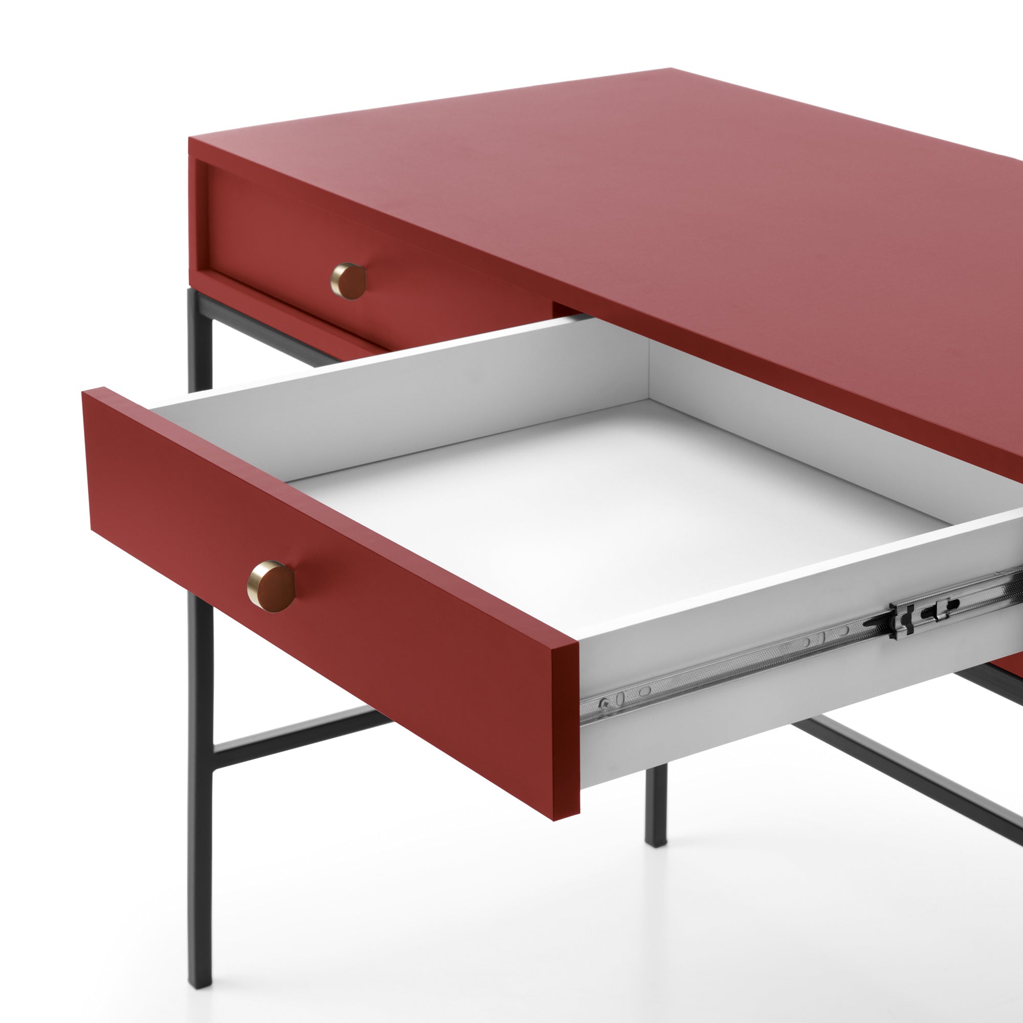 Console d'entrée 2 tiroirs en bois laminé bordeaux Canterno 104x50 cm