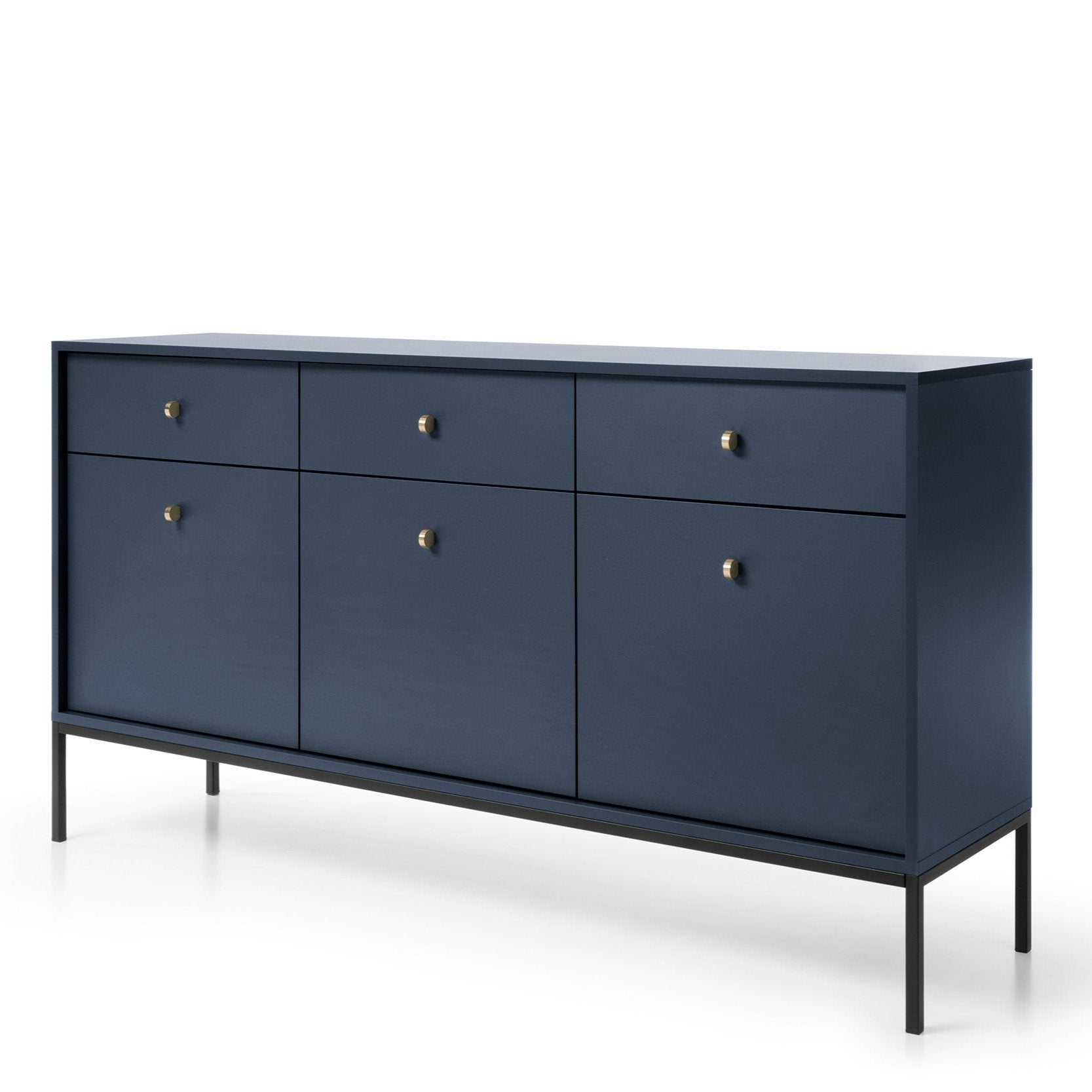 Buffet 3 portes et 3 tiroirs avec pieds en métal en bois laminé Canterno 154x83 cm