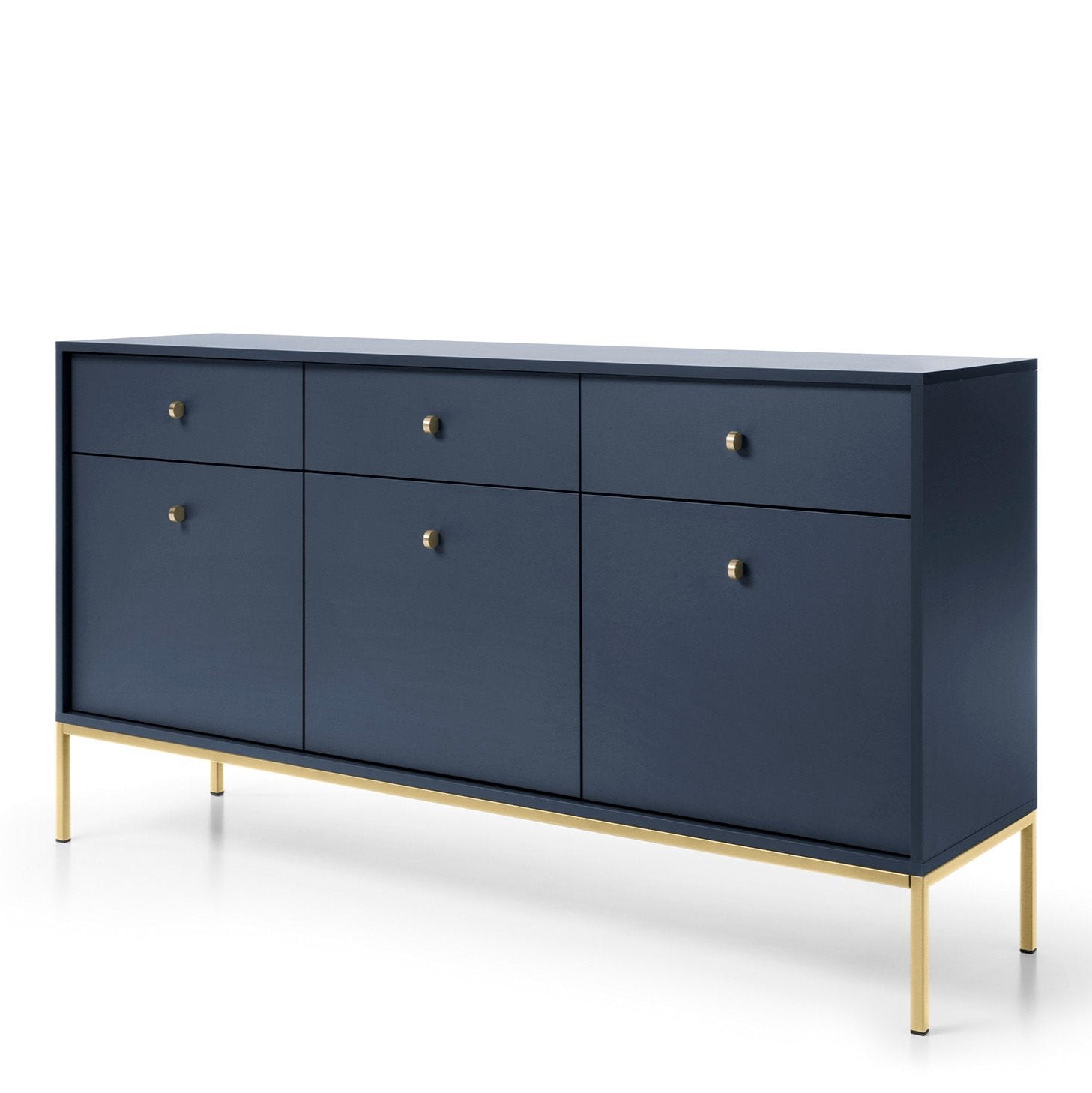 Buffet 3 portes et 3 tiroirs avec pieds en métal en bois laminé Canterno 154x83 cm