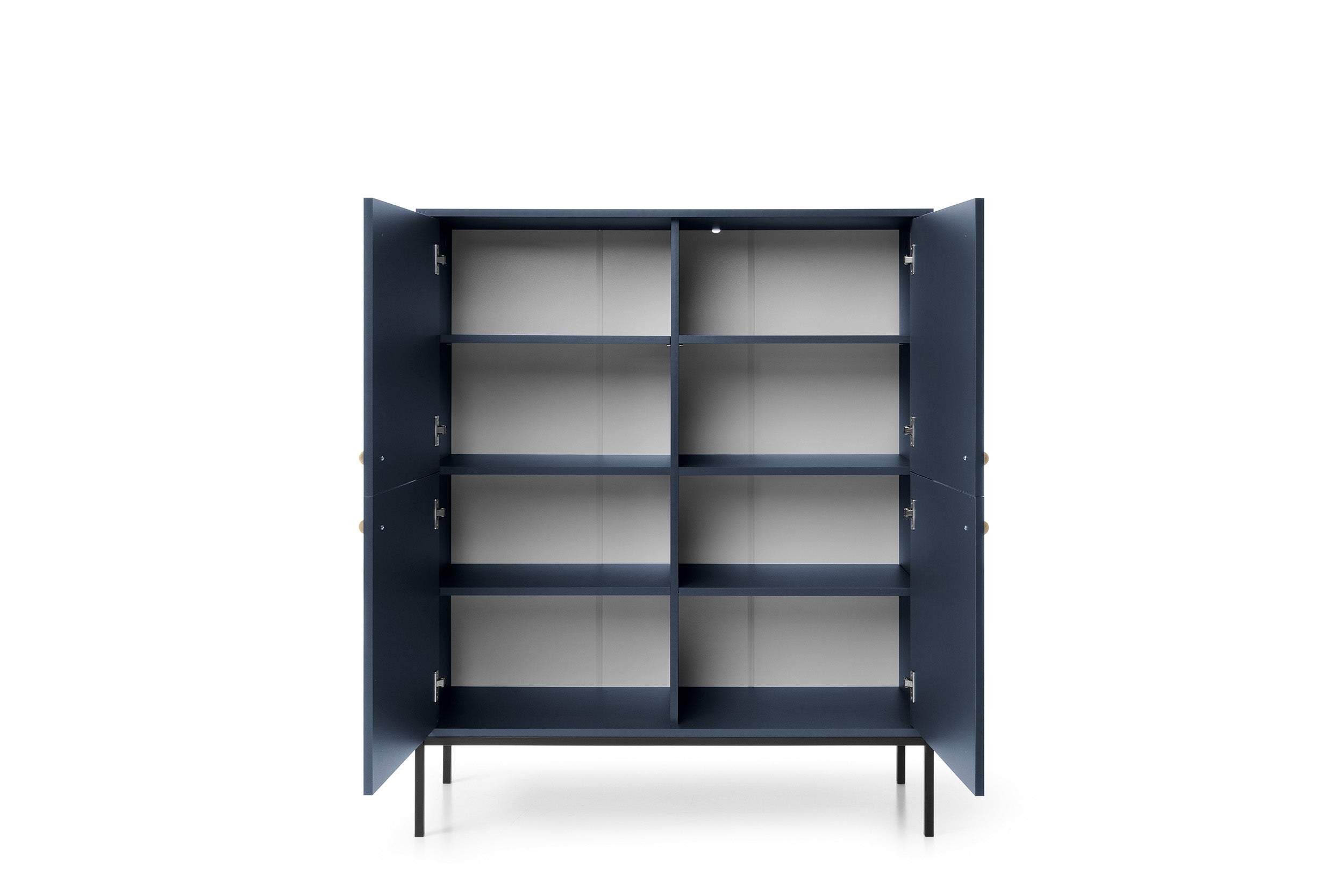 Buffet 4 portes et pieds en bois laminé bleu Canterno 104x125 cm
