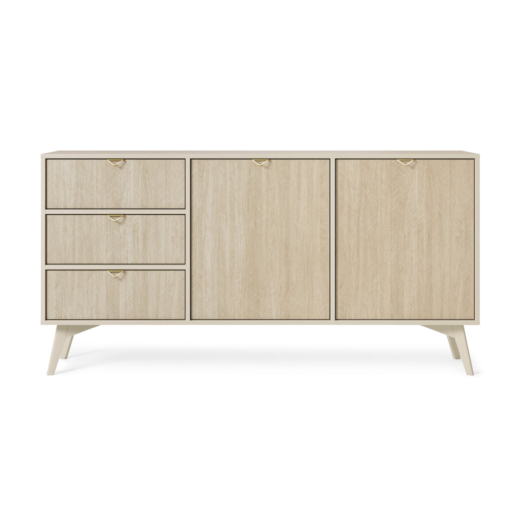 Buffet 2 portes et 3 tiroirs en bois laminé Vanity 158x80 cm