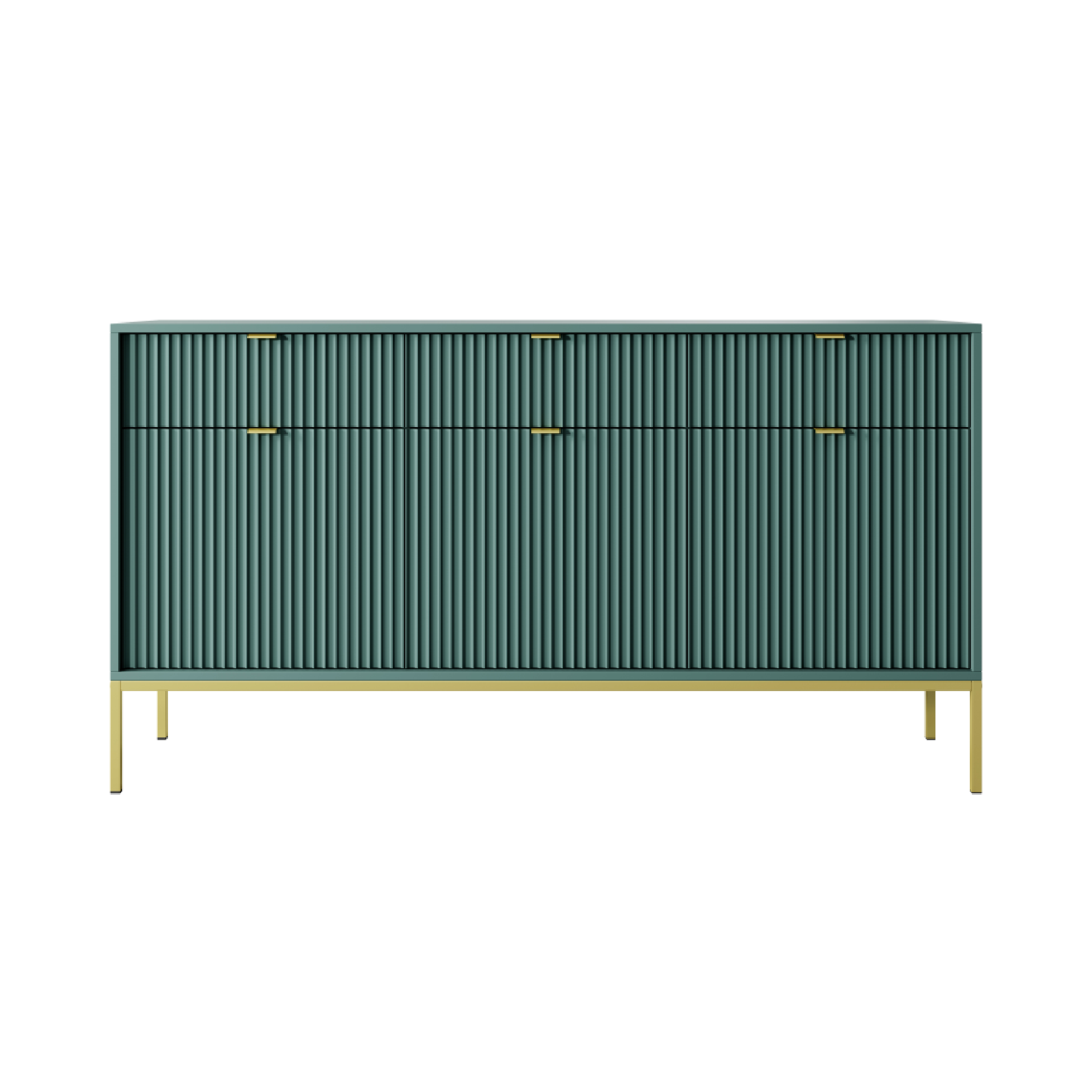 Buffet avec pieds en métal 3 portes et 3 tiroirs en bois laminé Miseno 154x83 cm