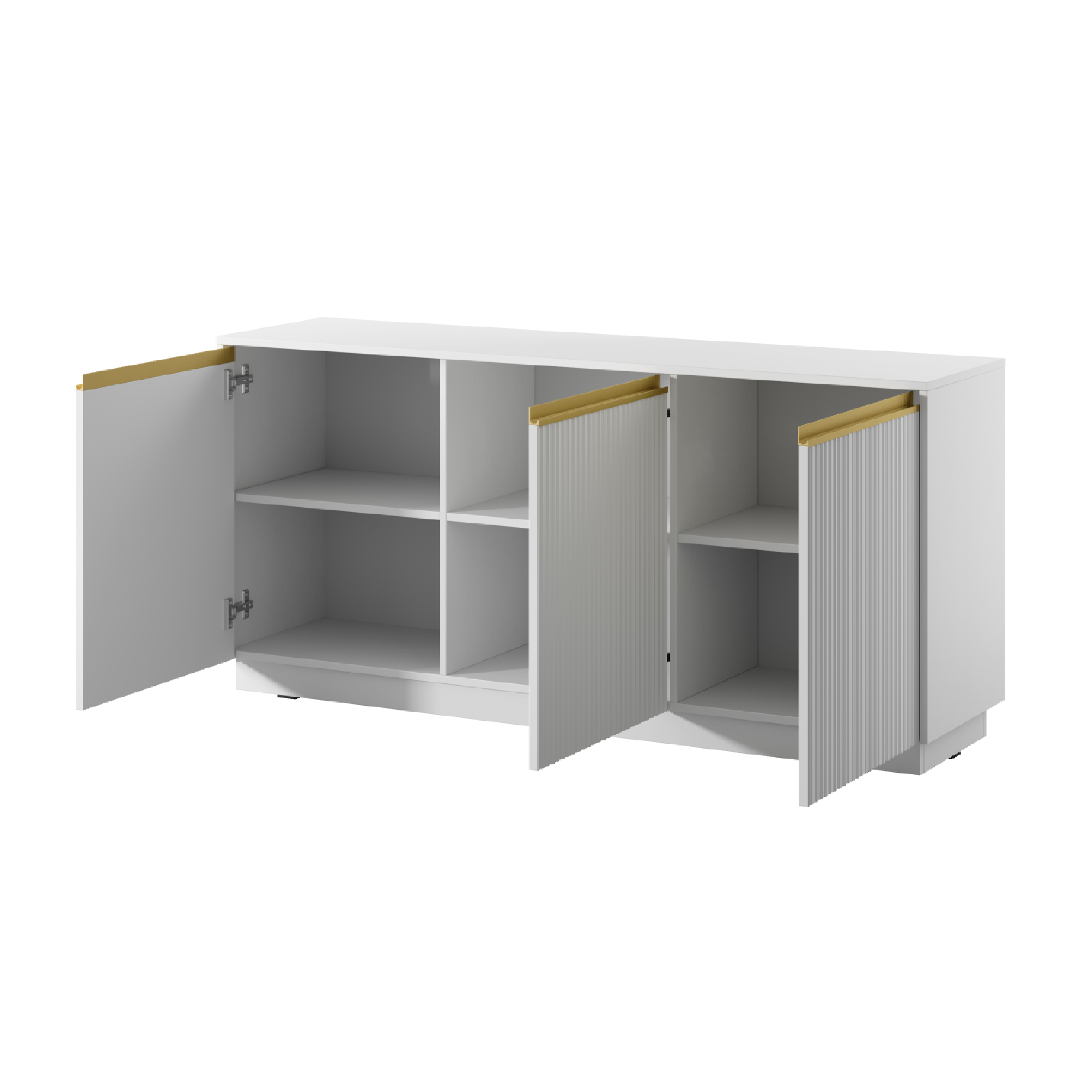 Buffet 3 portes en bois laminé doré 154x72 cm