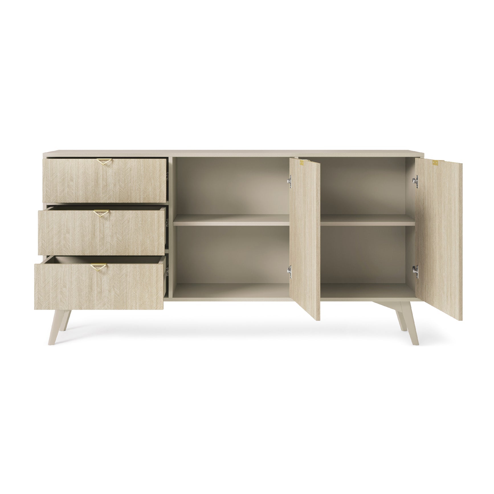 Buffet 2 portes et 3 tiroirs en bois laminé Vanity 158x80 cm