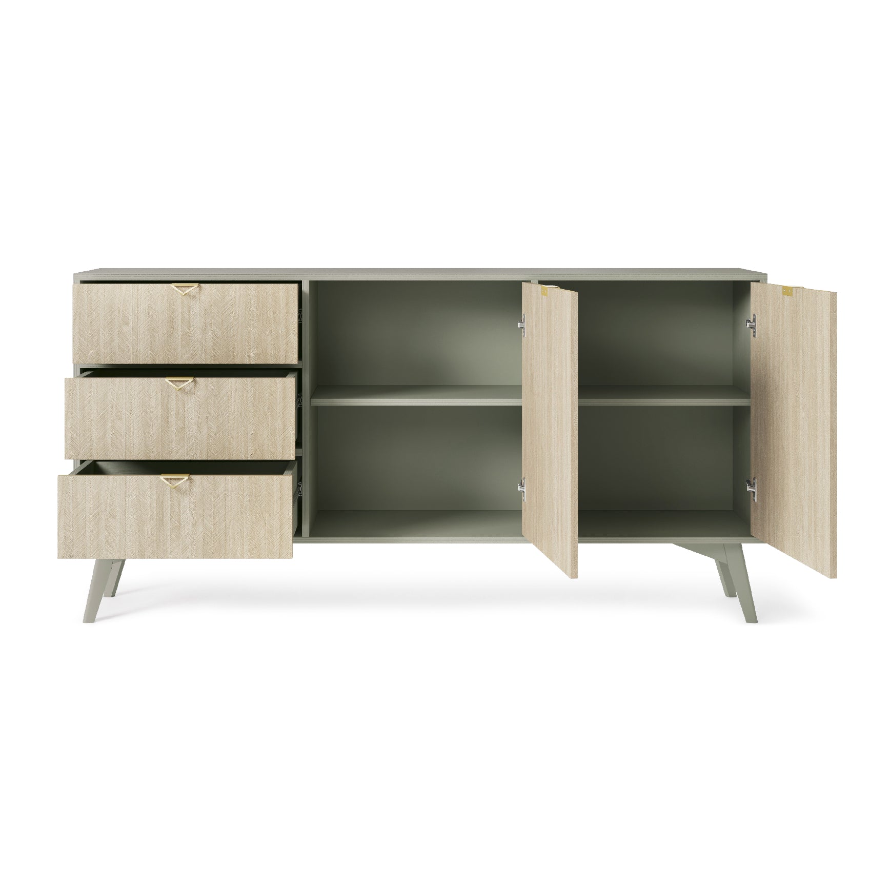 Buffet 2 portes et 3 tiroirs en bois laminé Vanity 158x80 cm