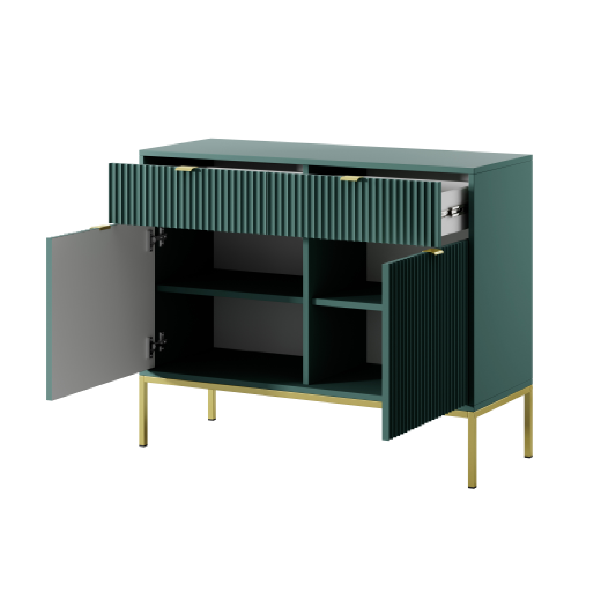 Buffet avec pieds en métal 2 portes et 2 tiroirs en bois laminé Miseno 104x83 cm