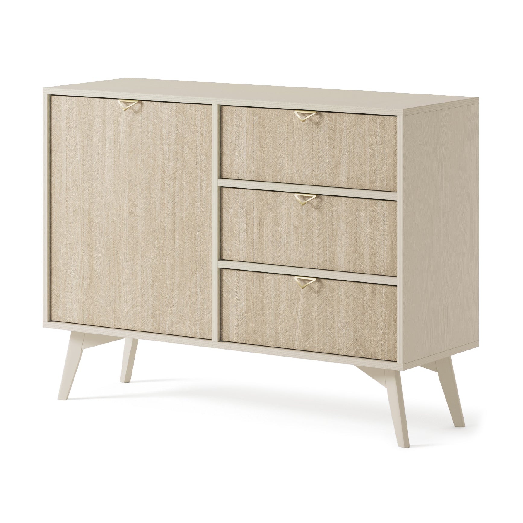 Buffet 1 porte et 3 tiroirs en bois laminé Vanity 106x80 cm