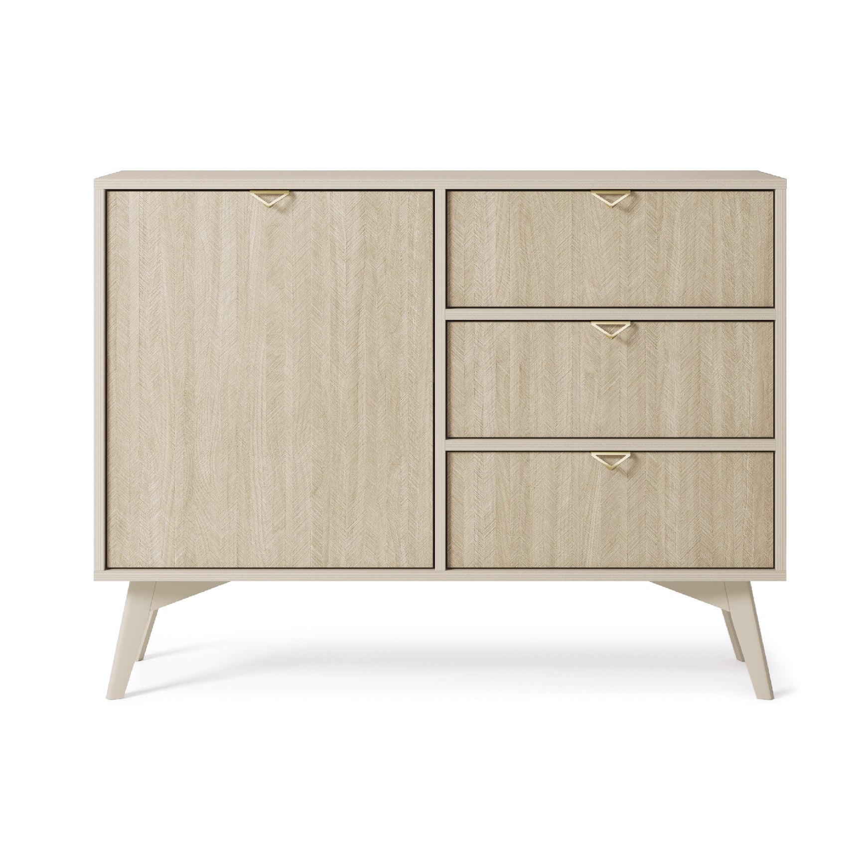 Buffet 1 porte et 3 tiroirs en bois laminé Vanity 106x80 cm