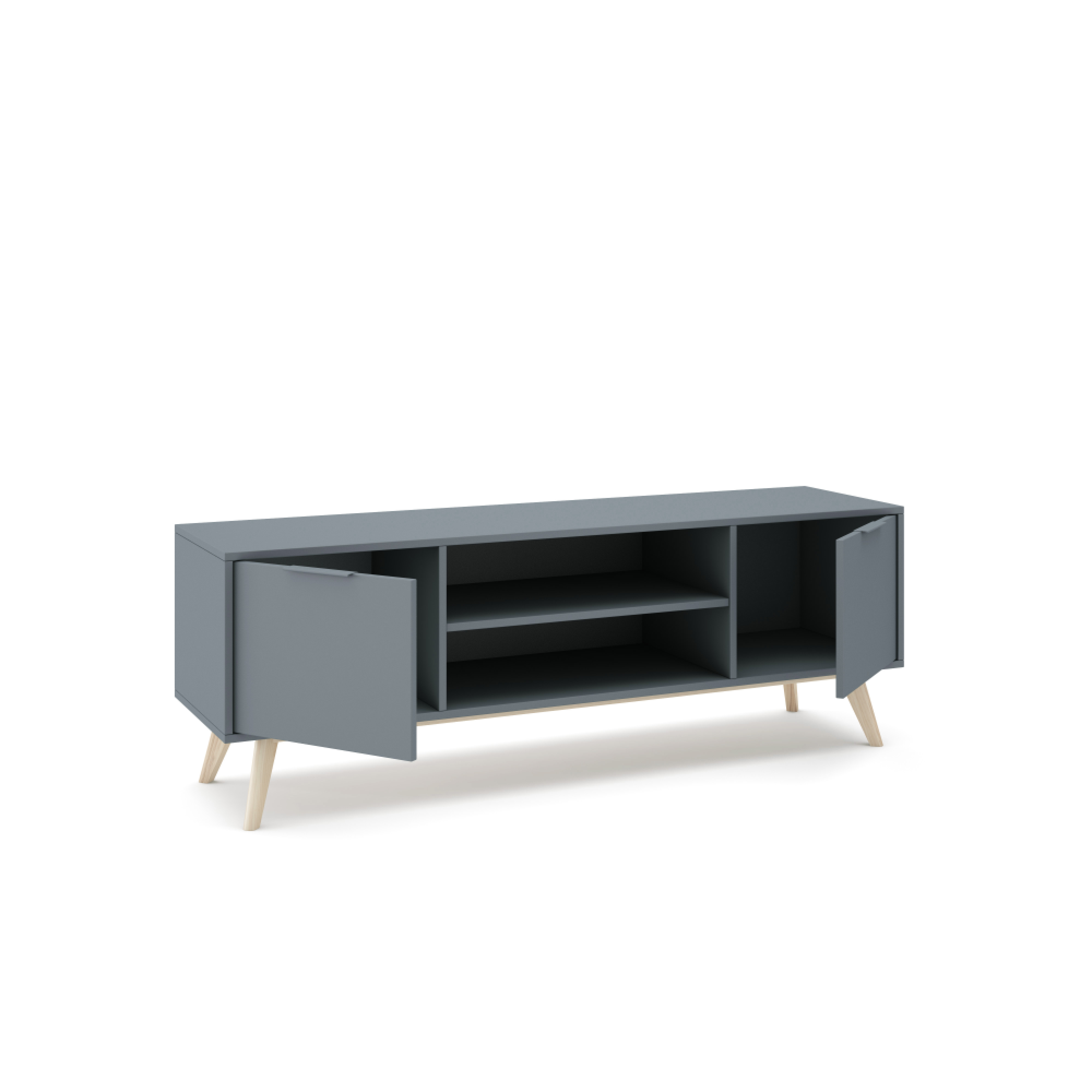 Mobile TV 2 ante con ripiani aperti Nordica 140x53 cm