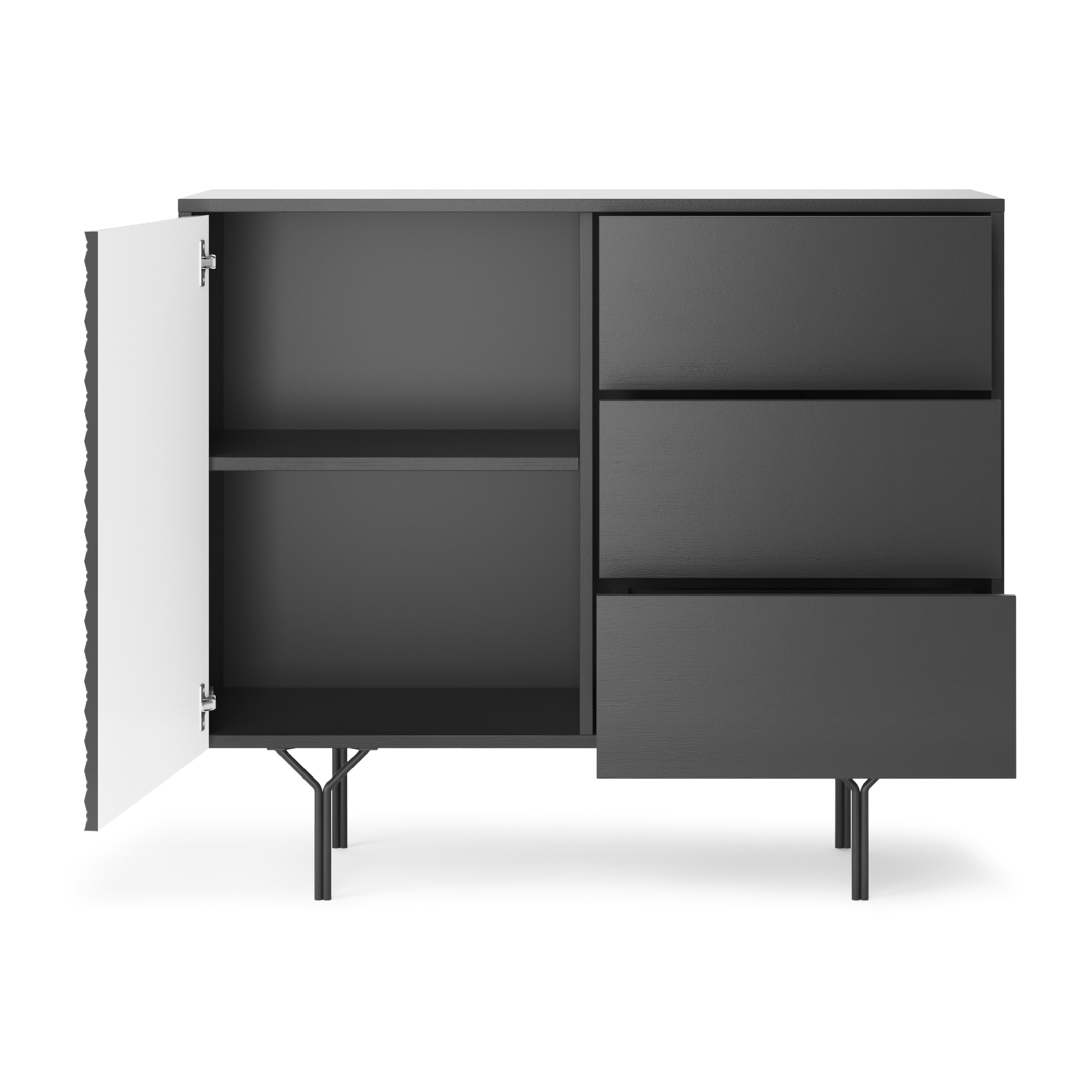 Buffet 3 tiroirs 1 porte en bois laminé Nerea 97x83 cm