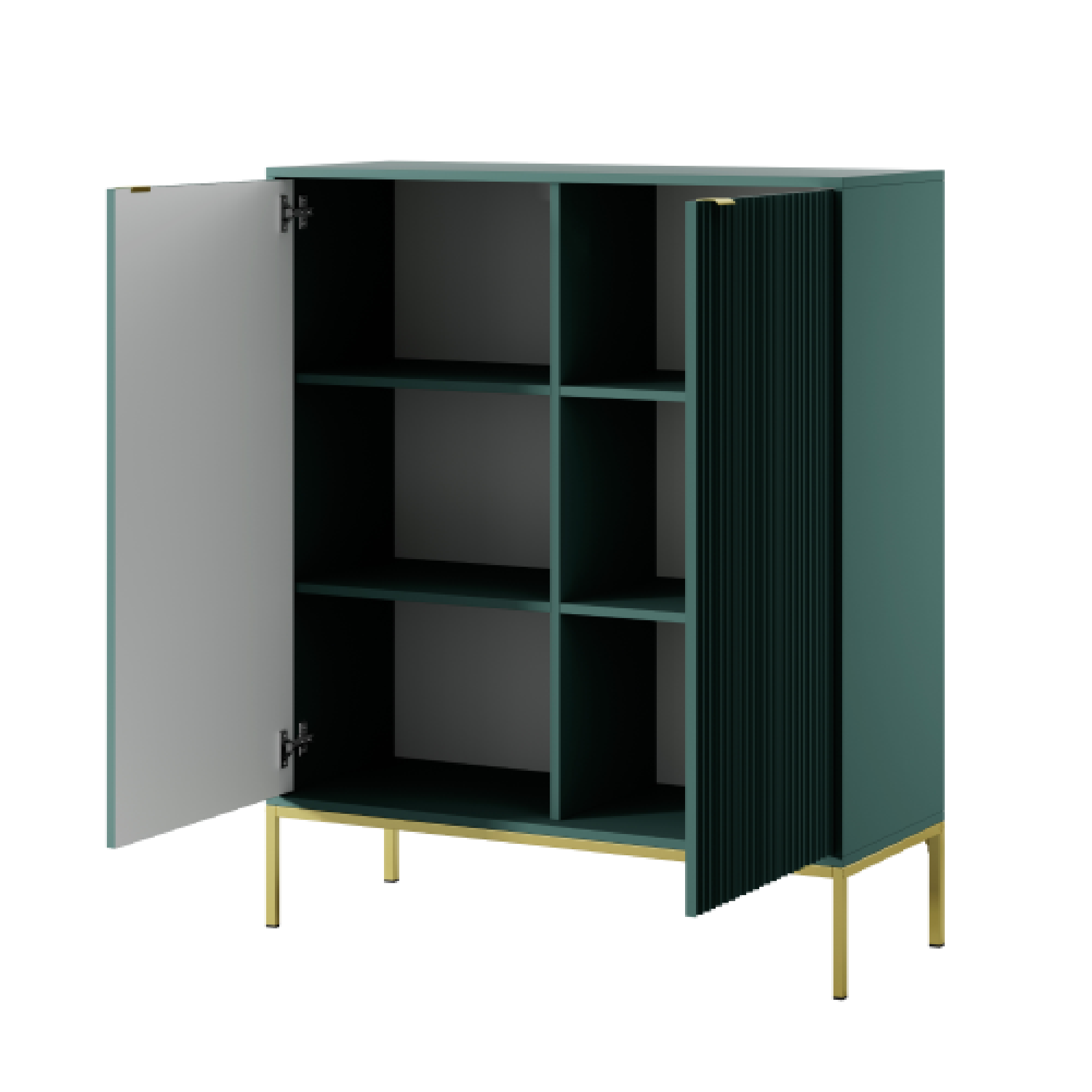 Buffet avec pieds en métal 2 portes en bois laminé Miseno 104x125 cm