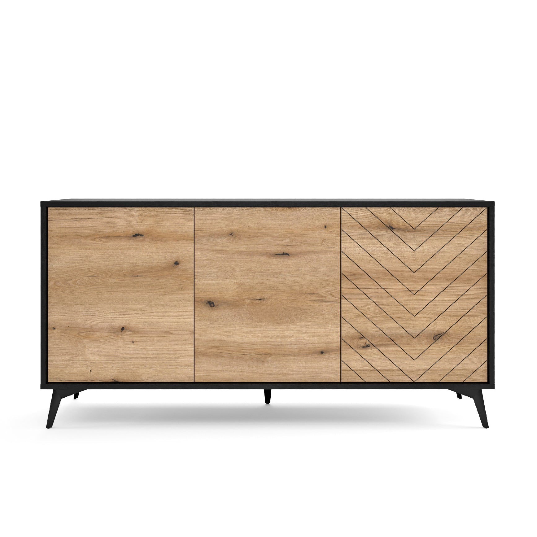 Buffet 3 portes en bois laminé avec pieds en métal Evoke 154x77 cm