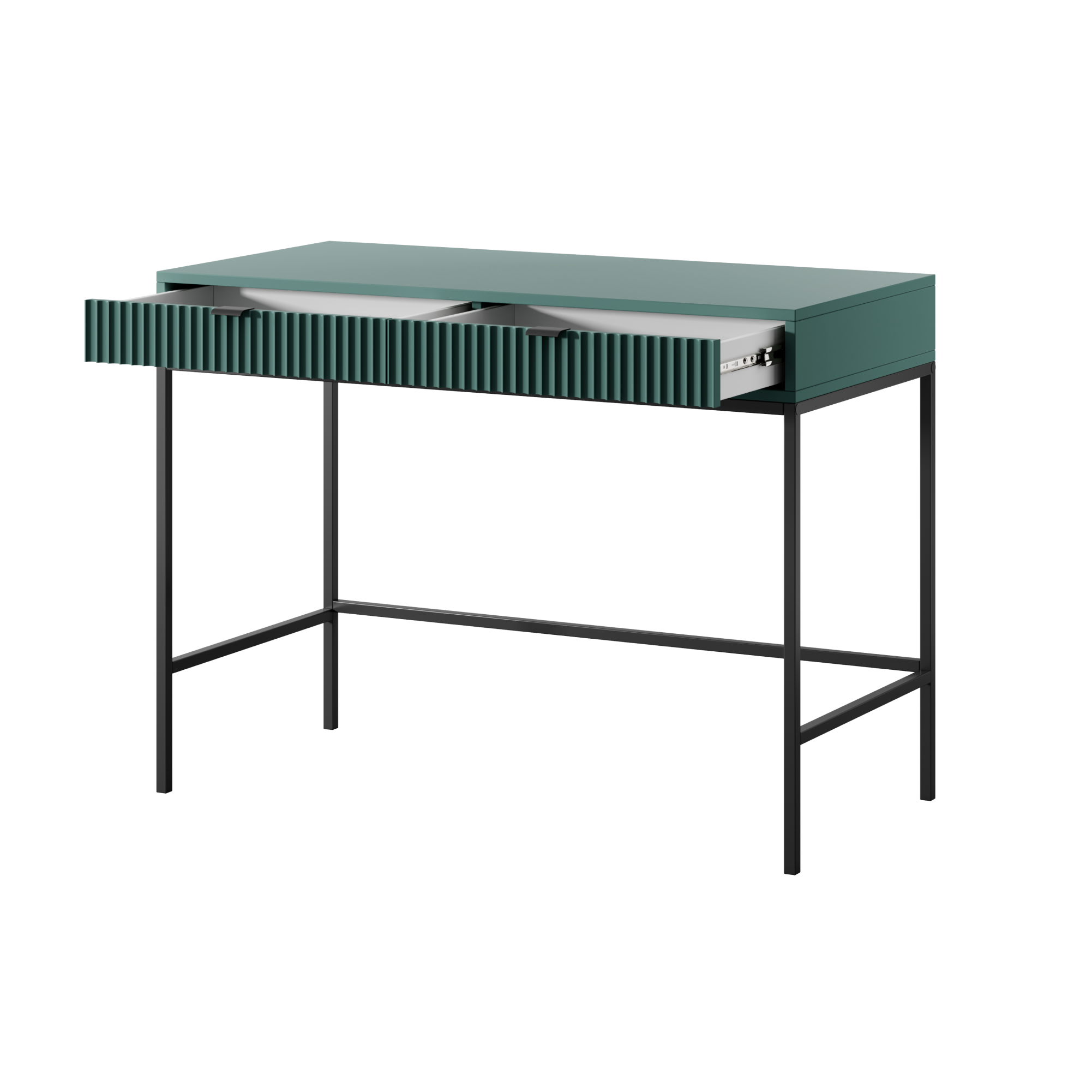 Console avec pieds en métal 2 tiroirs en bois laminé Miseno 104x78 cm