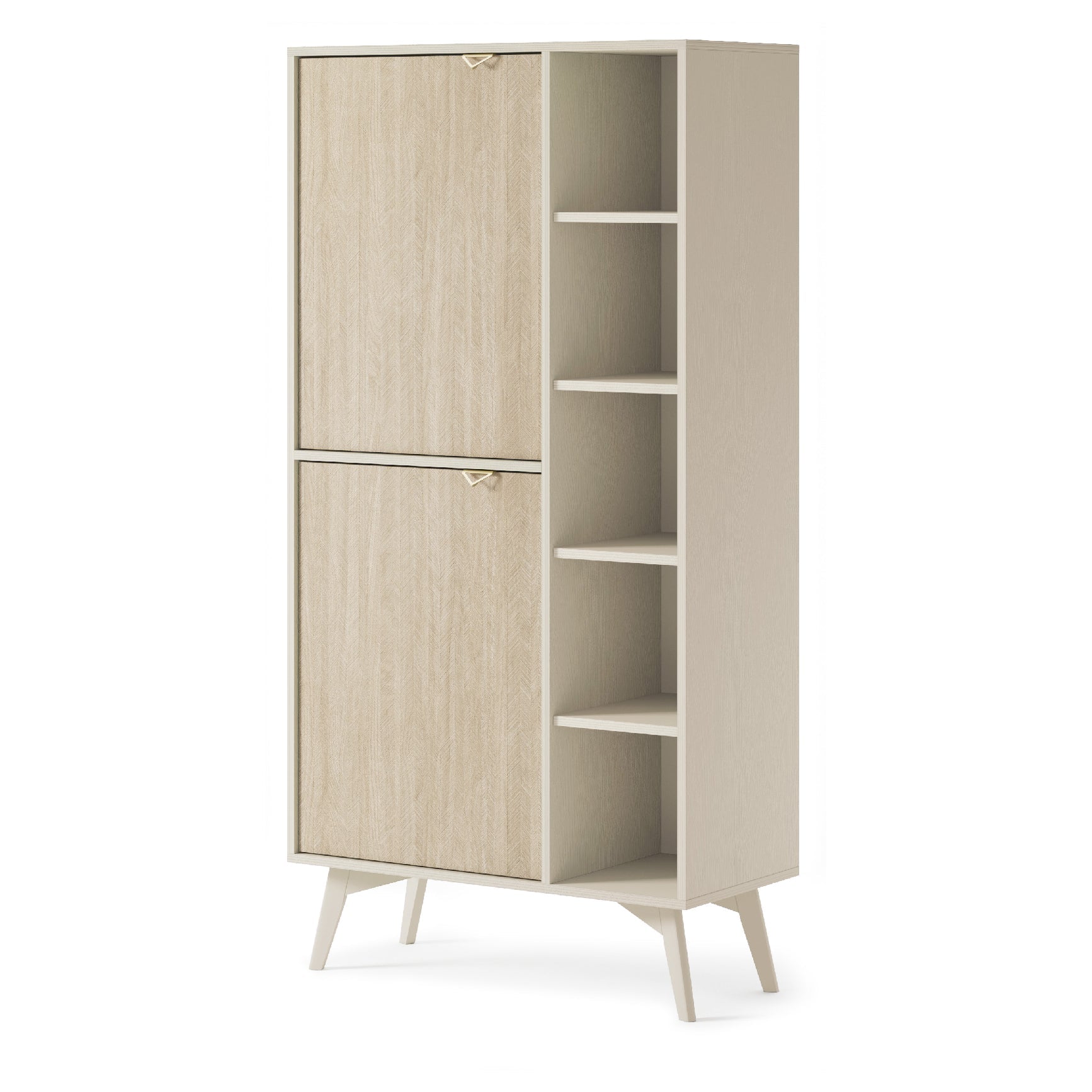 Buffet 2 portes 5 étagères ouvertes en bois laminé Vanity 80x160 cm