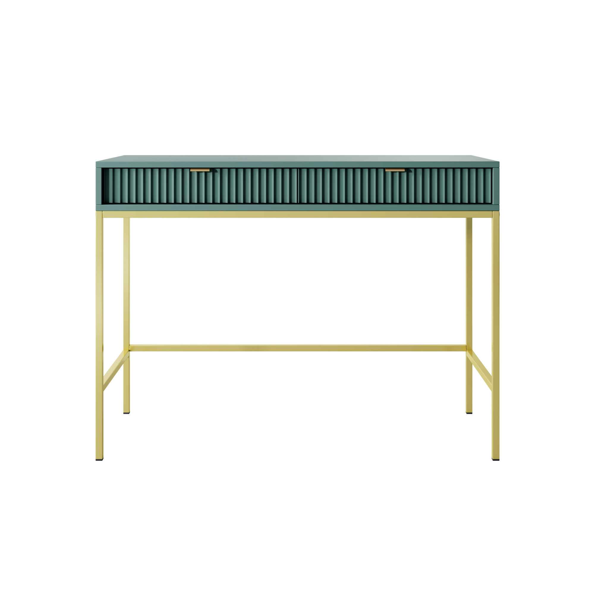 Console avec pieds en métal 2 tiroirs en bois laminé Miseno 104x78 cm