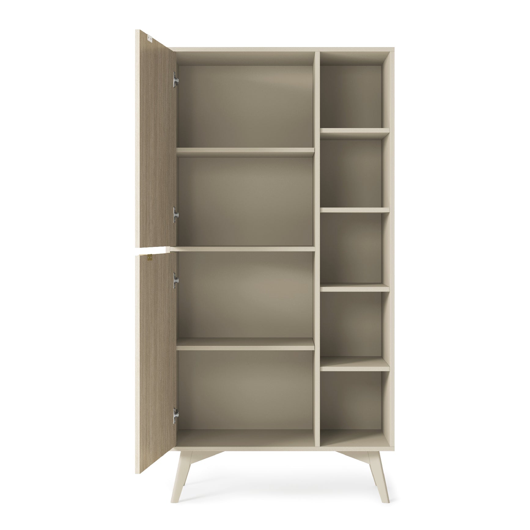 Buffet 2 portes 5 étagères ouvertes en bois laminé Vanity 80x160 cm