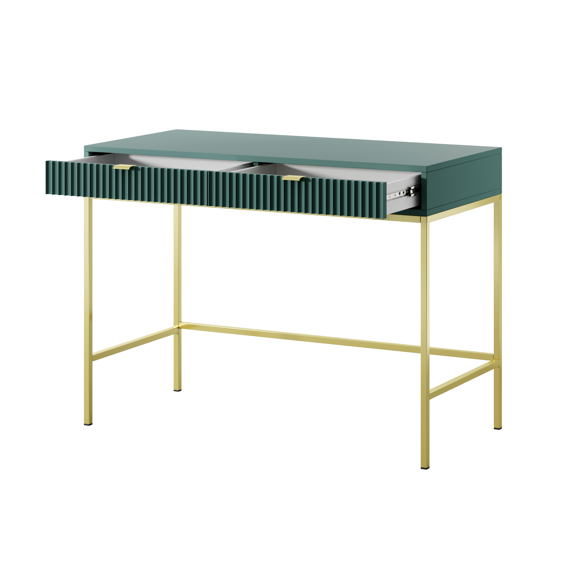 Console avec pieds en métal 2 tiroirs en bois laminé Miseno 104x78 cm