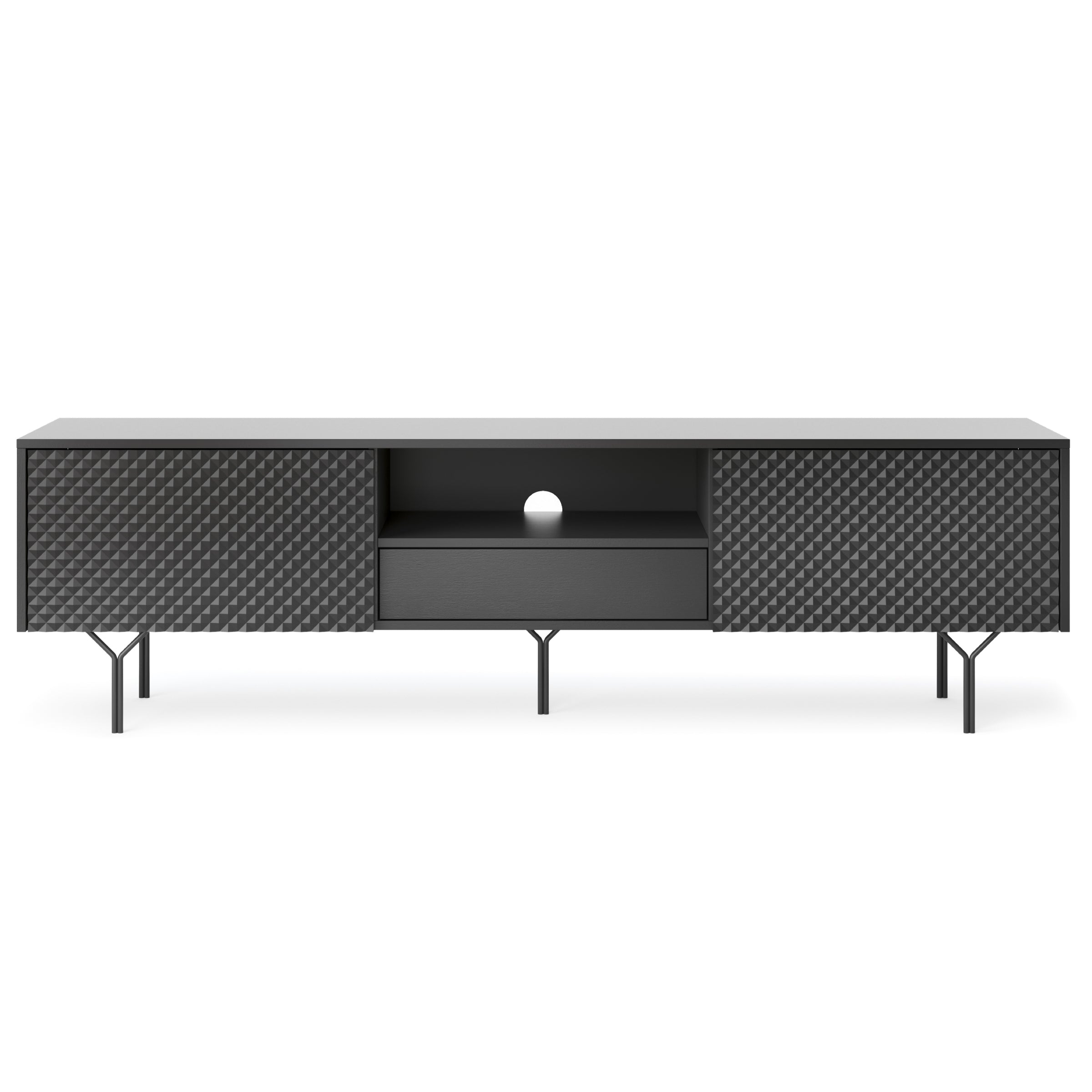 Meuble TV 2 portes et 1 tiroir en bois laminé Nerea 180 x 51 cm