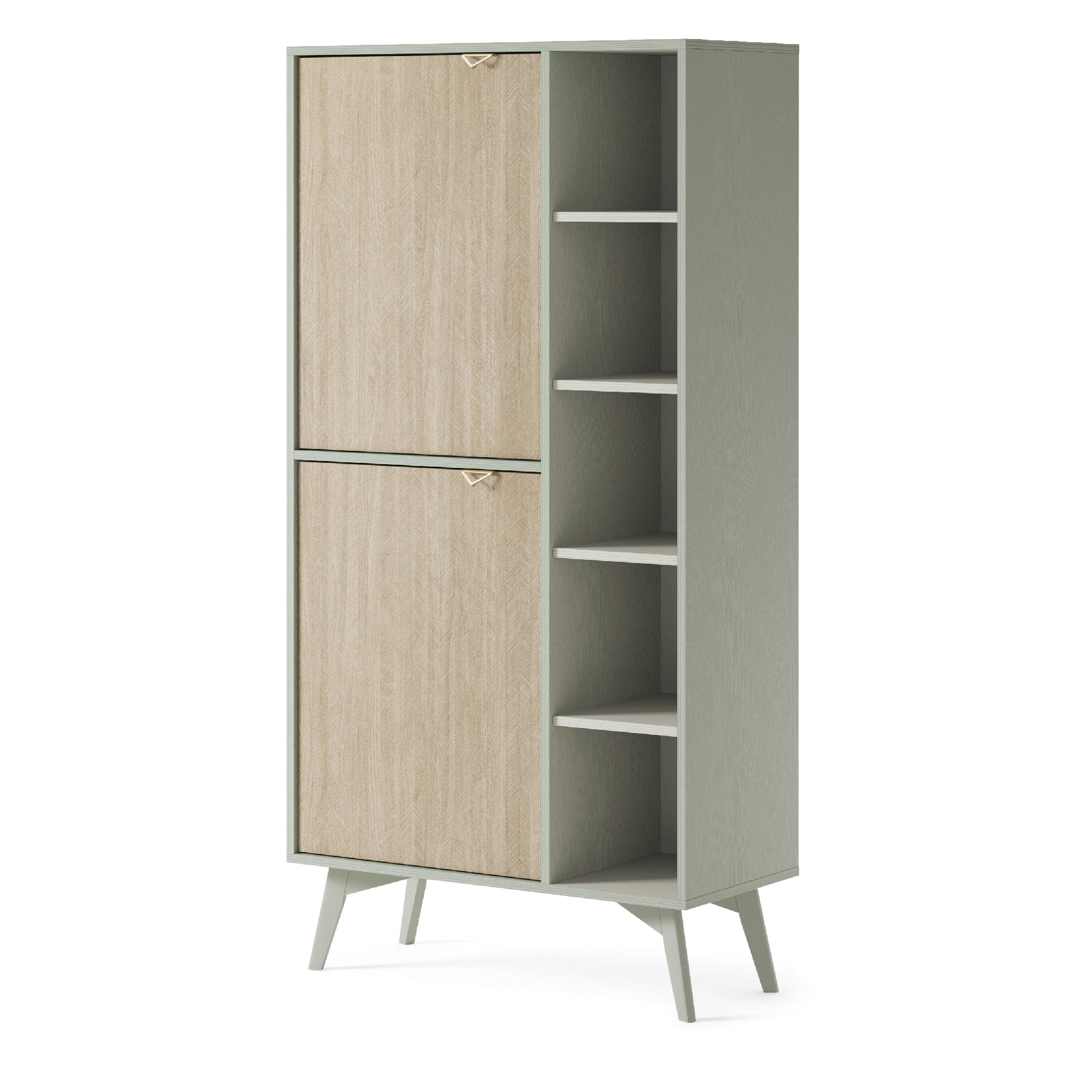 Buffet 2 portes 5 étagères ouvertes en bois laminé Vanity 80x160 cm